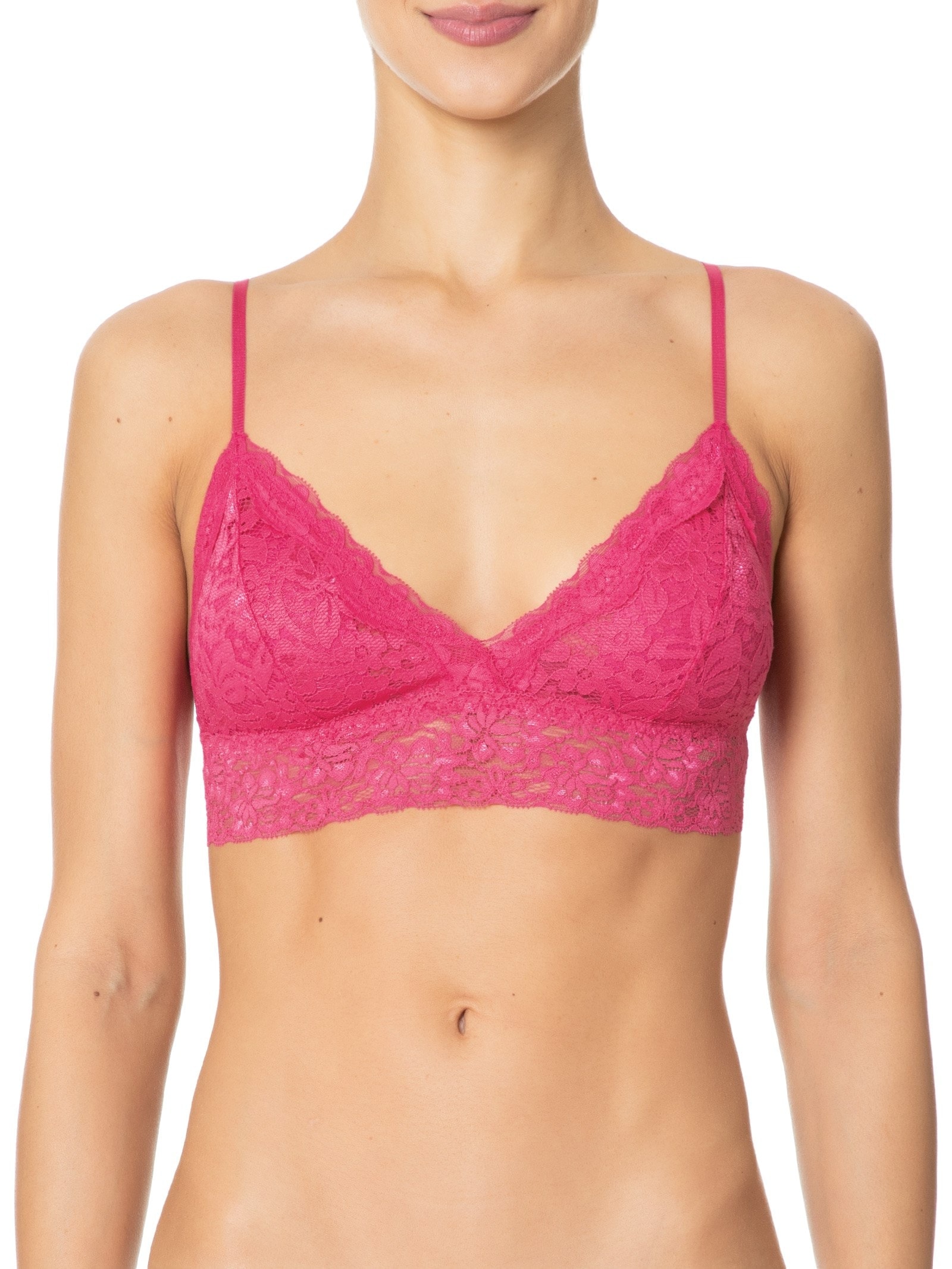 Sutiã Top Triangulo Com Bojo Removível Em Renda Rosa Hope