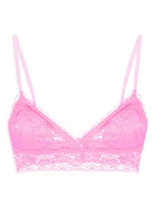 Sutiã Top Triângulo Com Bojo Removível Em Renda – Rosa