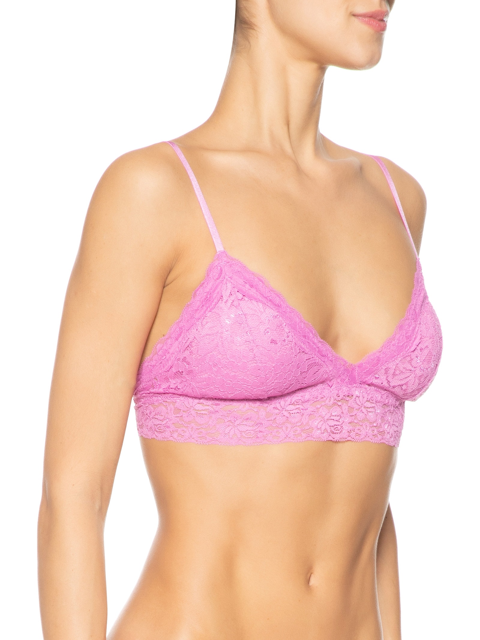 Sutiã Top Triângulo Com Bojo Removível Em Renda Rosa Hope