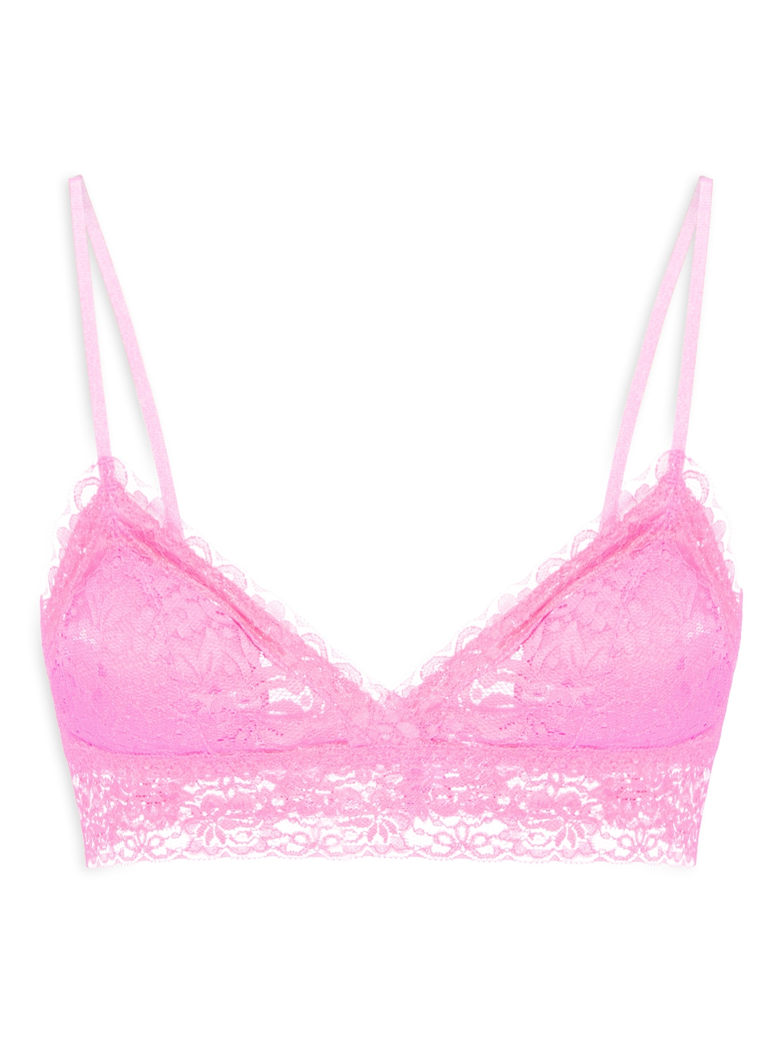 Sutiã Top Triângulo Com Bojo Removível Em Renda Rosa Hope