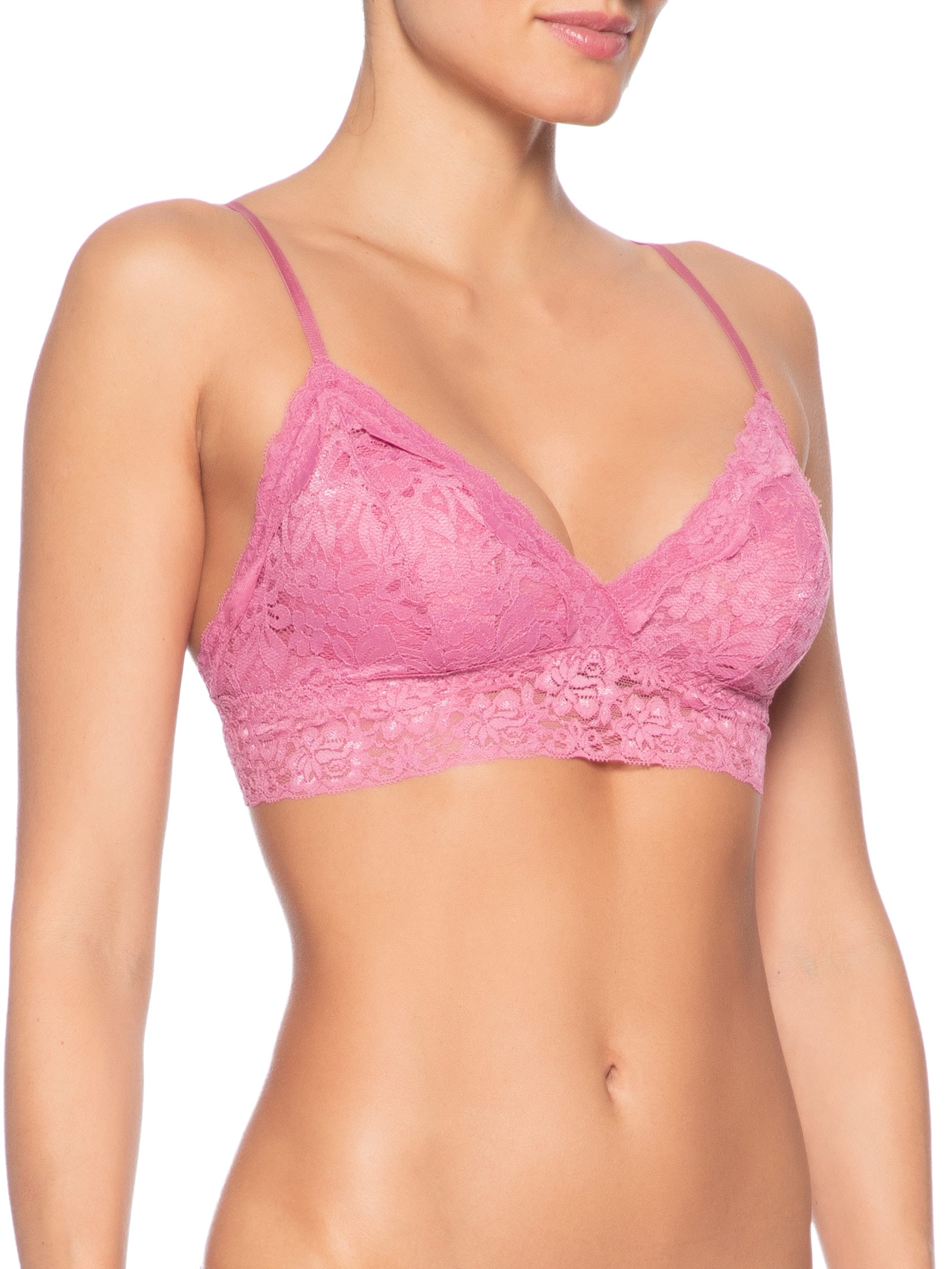 Sutiã Top Triângulo Com Bojo Removível Em Renda Rosa Hope