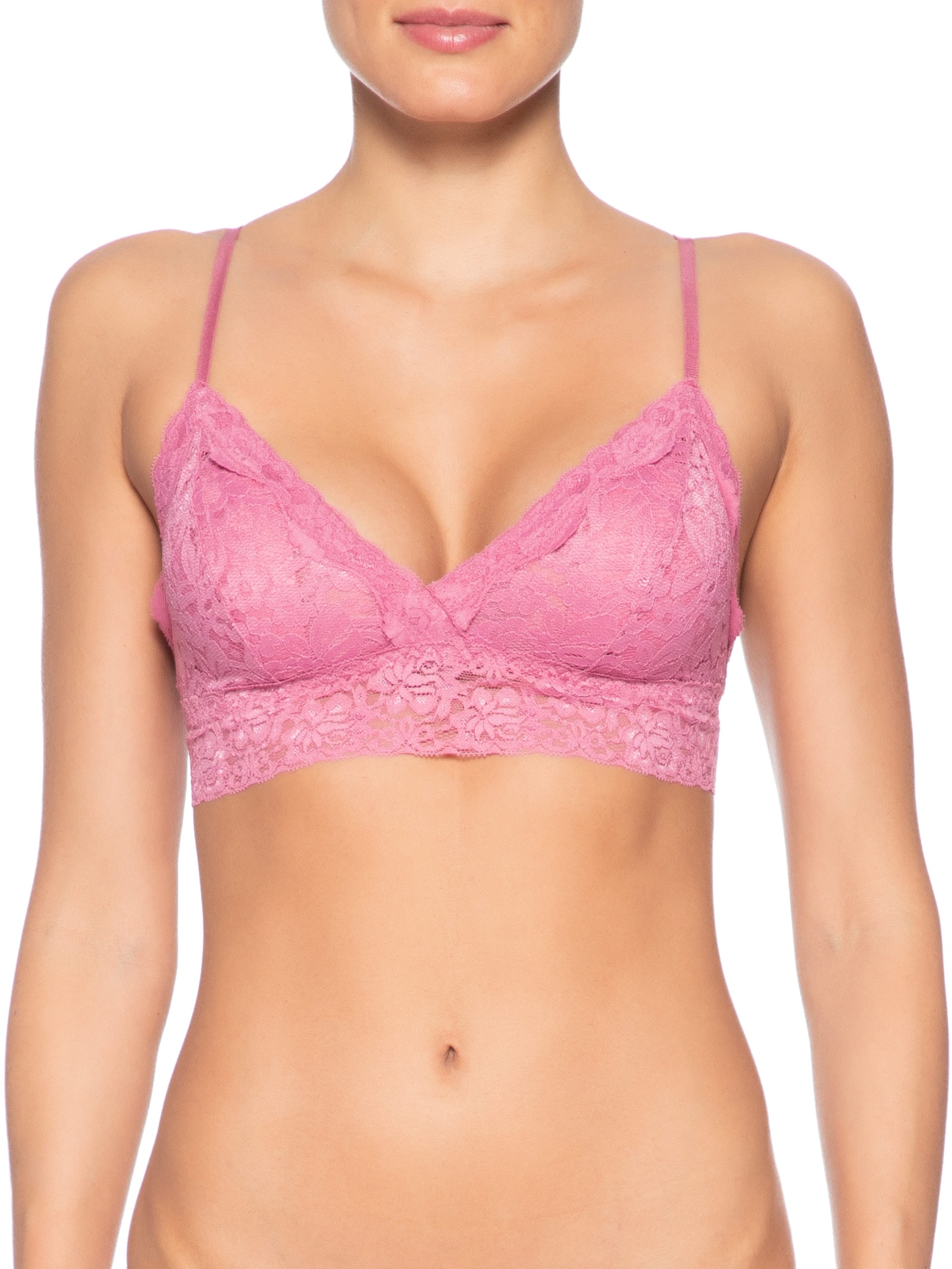 Sutiã Top Triângulo Com Bojo Removível Em Renda Rosa Hope