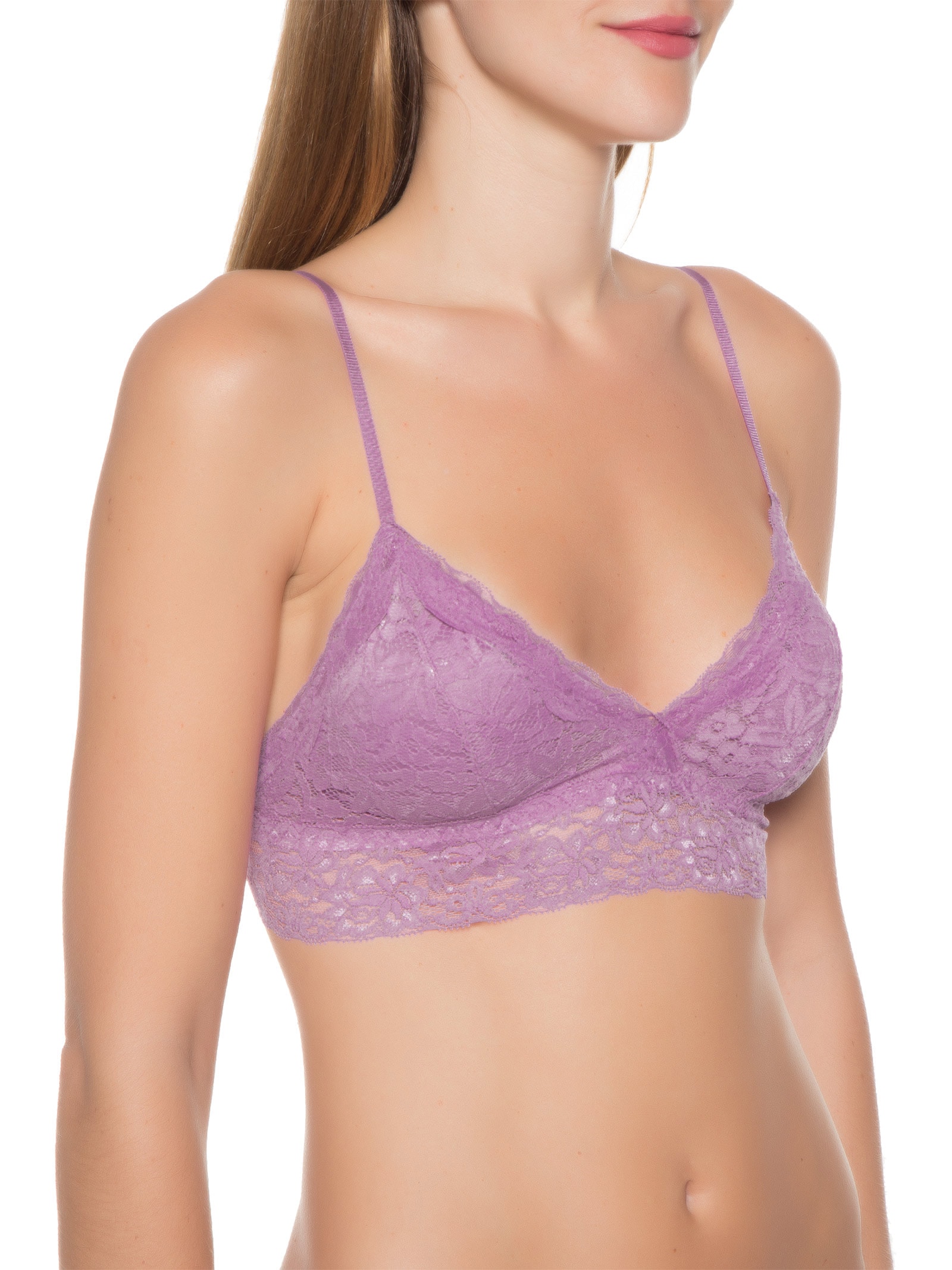 Sutiã Top Triangulo Com Bojo Removível Em Renda Roxo Hope