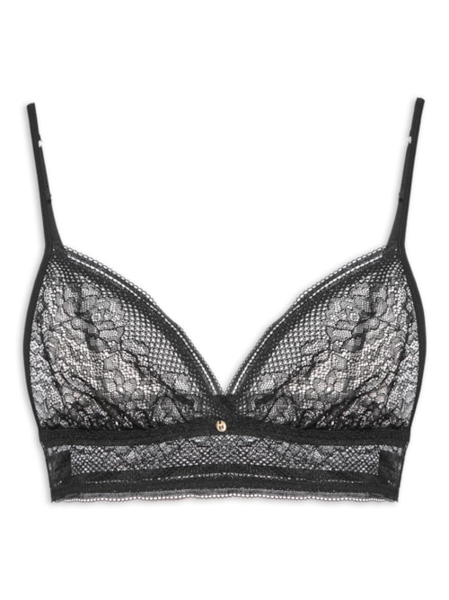 Sutiã Top Triângulo Em Renda – Preto