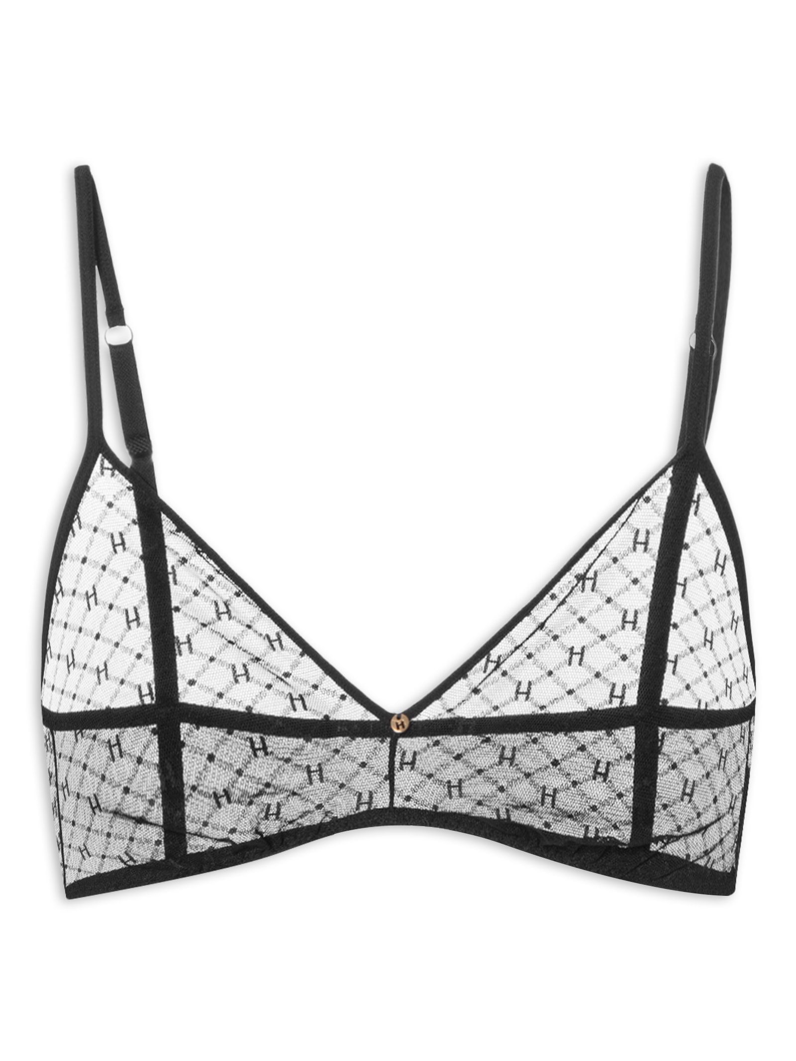 Sutiã Top Triângulo Em Tule Personalizado Preto Hope