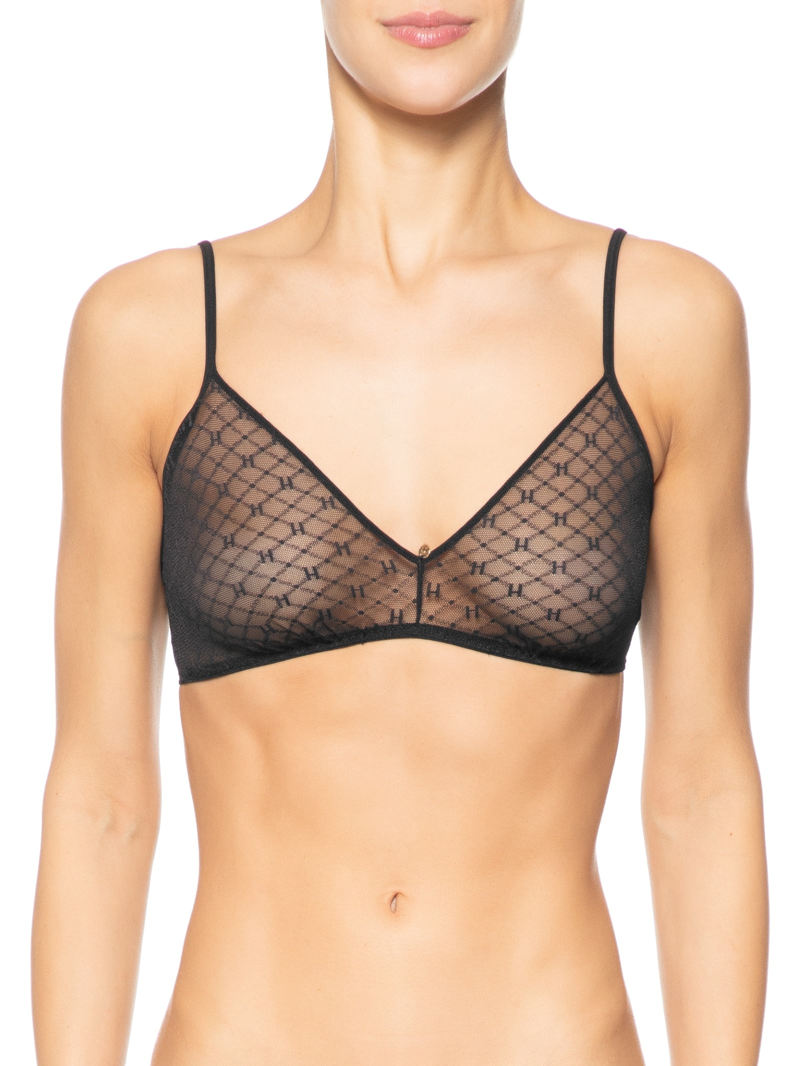 Sutiã Top Triângulo Em Tule Personalizado Preto Hope