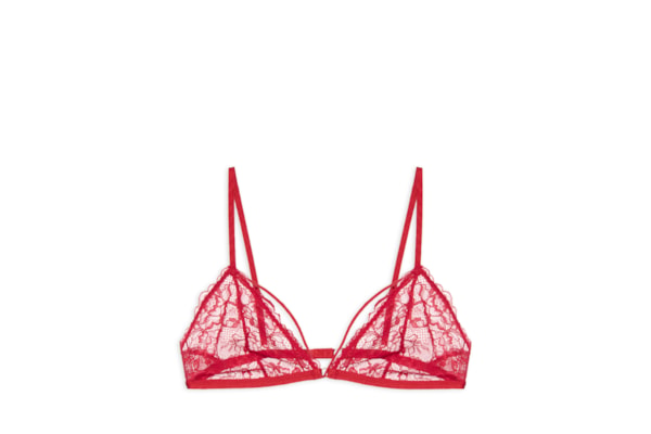 Sutiã Top Triângulo Sem Bojo Em Renda - Vermelho
