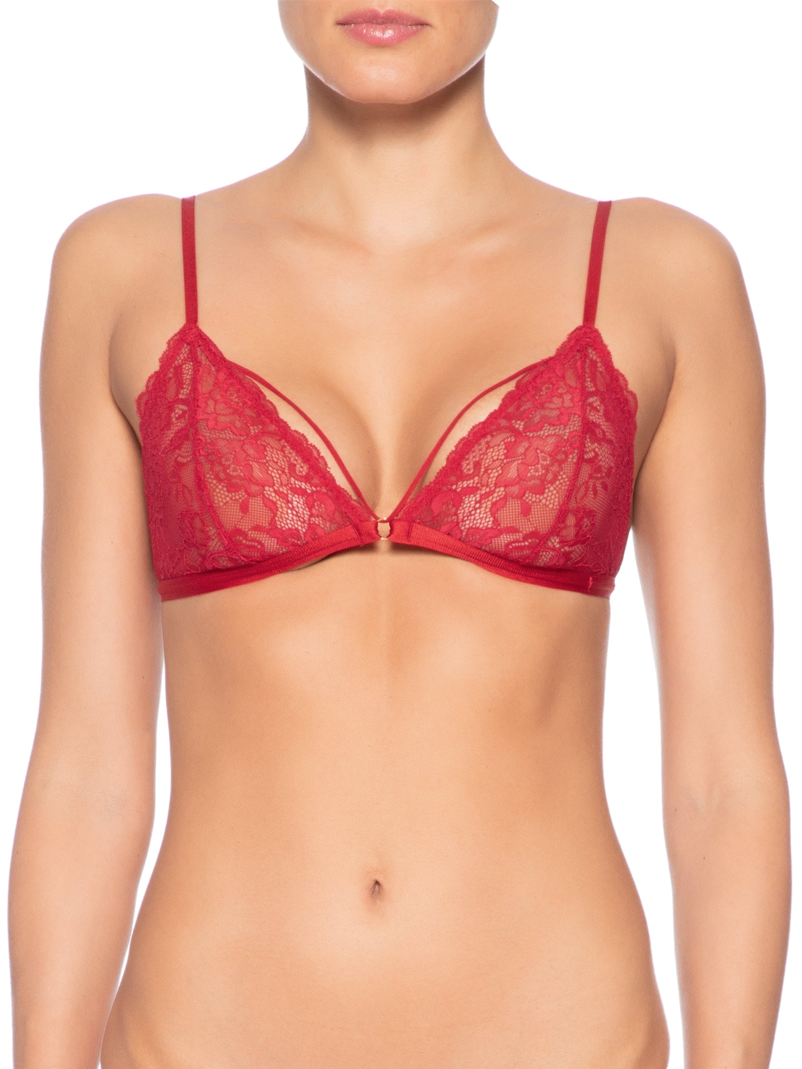 Sutiã Top Triângulo Sem Bojo Em Renda Vermelho Hope