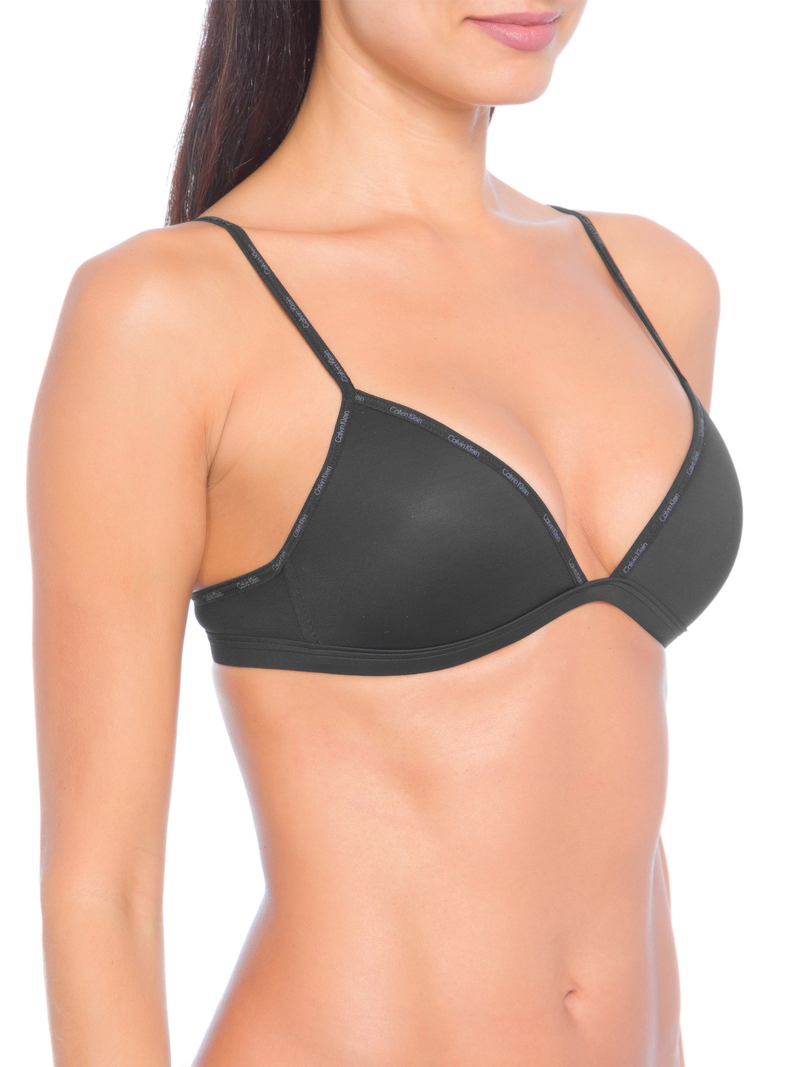 Sutiã Triângulo Com Bojo Micro Preto Calvin Klein Underwear