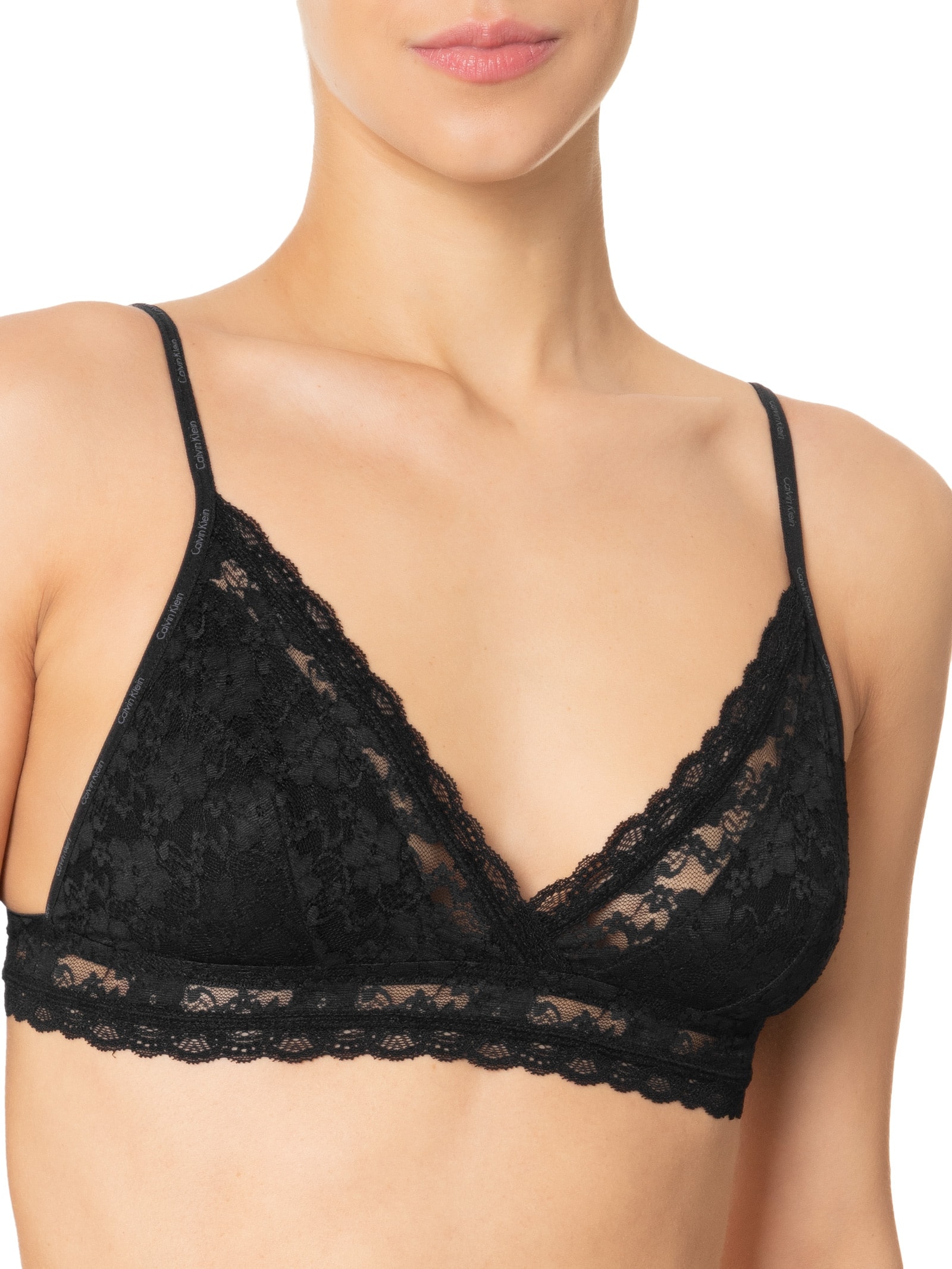 Sutiã Triangulo Micrologo Lace Preto Calvin Klein Underwear