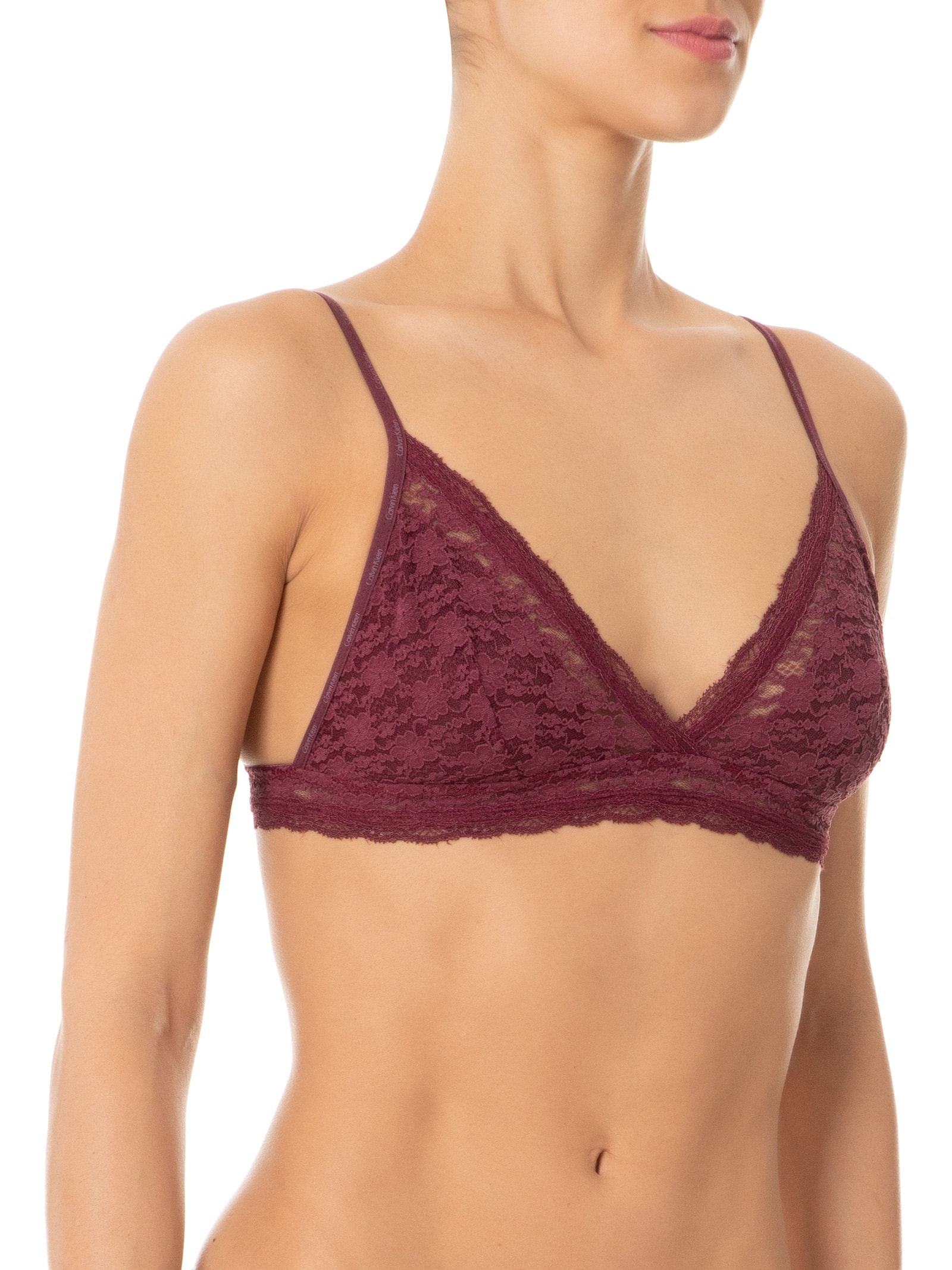 Sutiã Triângulo Micrologo Lace Vinho Calvin Klein Underwear