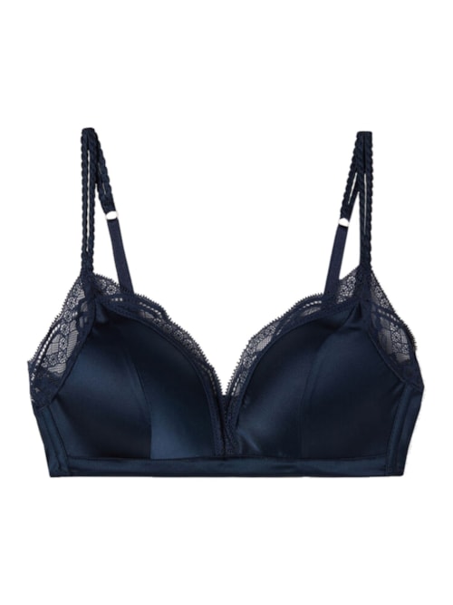 Sutiã Triângulo Seda e Renda Tiziana – Azul