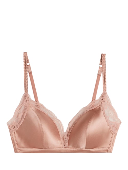 Sutiã Triângulo Seda e Renda Tiziana - Rosa