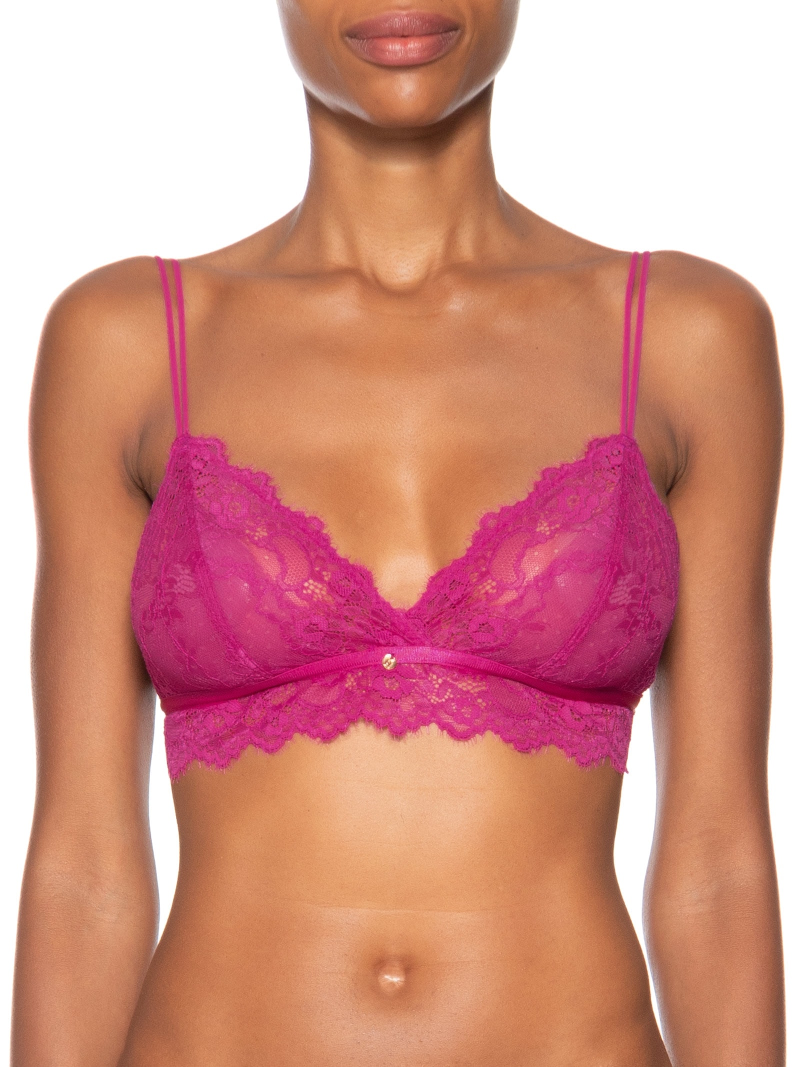 Sutiã Triângulo Sem Bojo Em Renda Rosa Hope