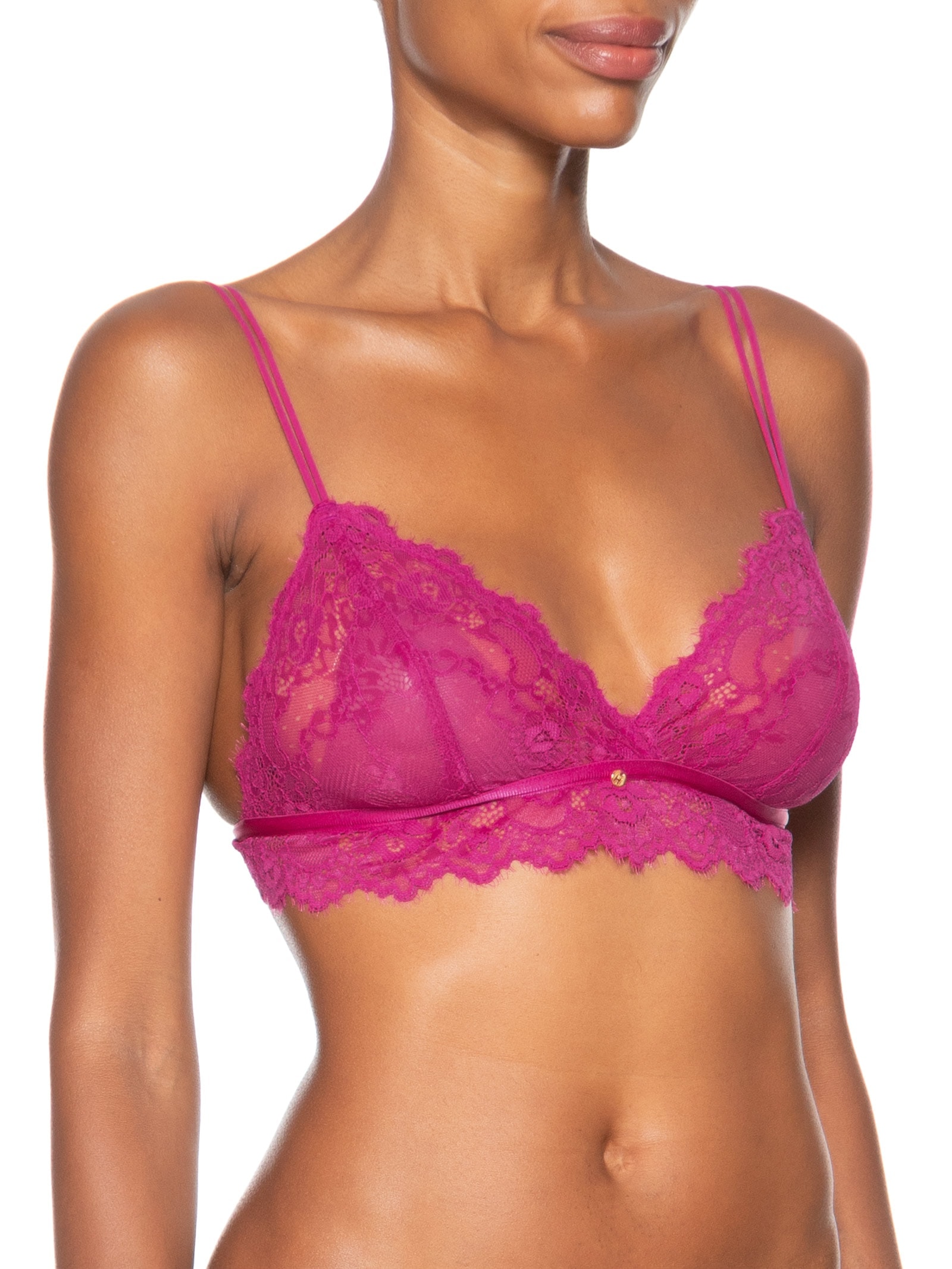 Sutiã Triângulo Sem Bojo Em Renda Rosa Hope