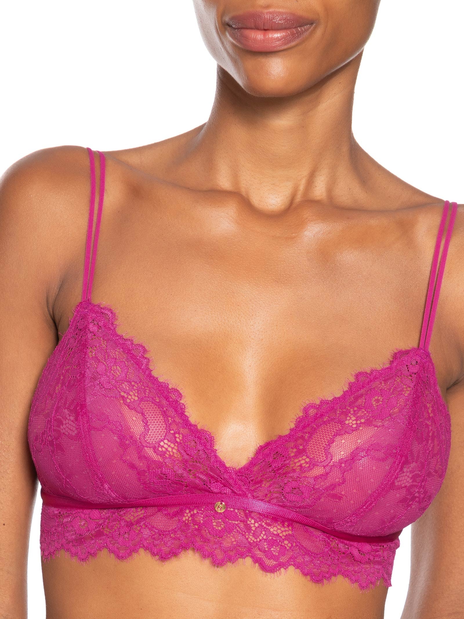 Sutiã Triângulo Sem Bojo Em Renda Rosa Hope