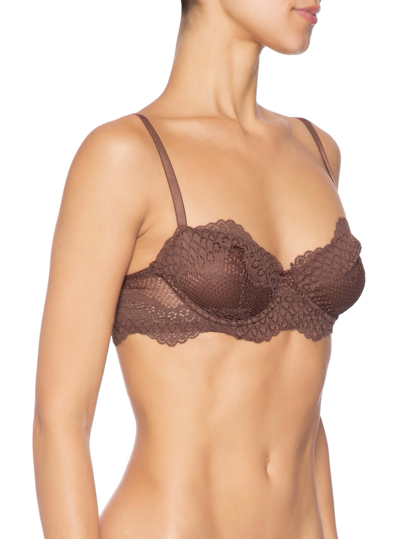 Sutiã Underwire Balconet Confort Lace Marrom Calvin Klein Underwear