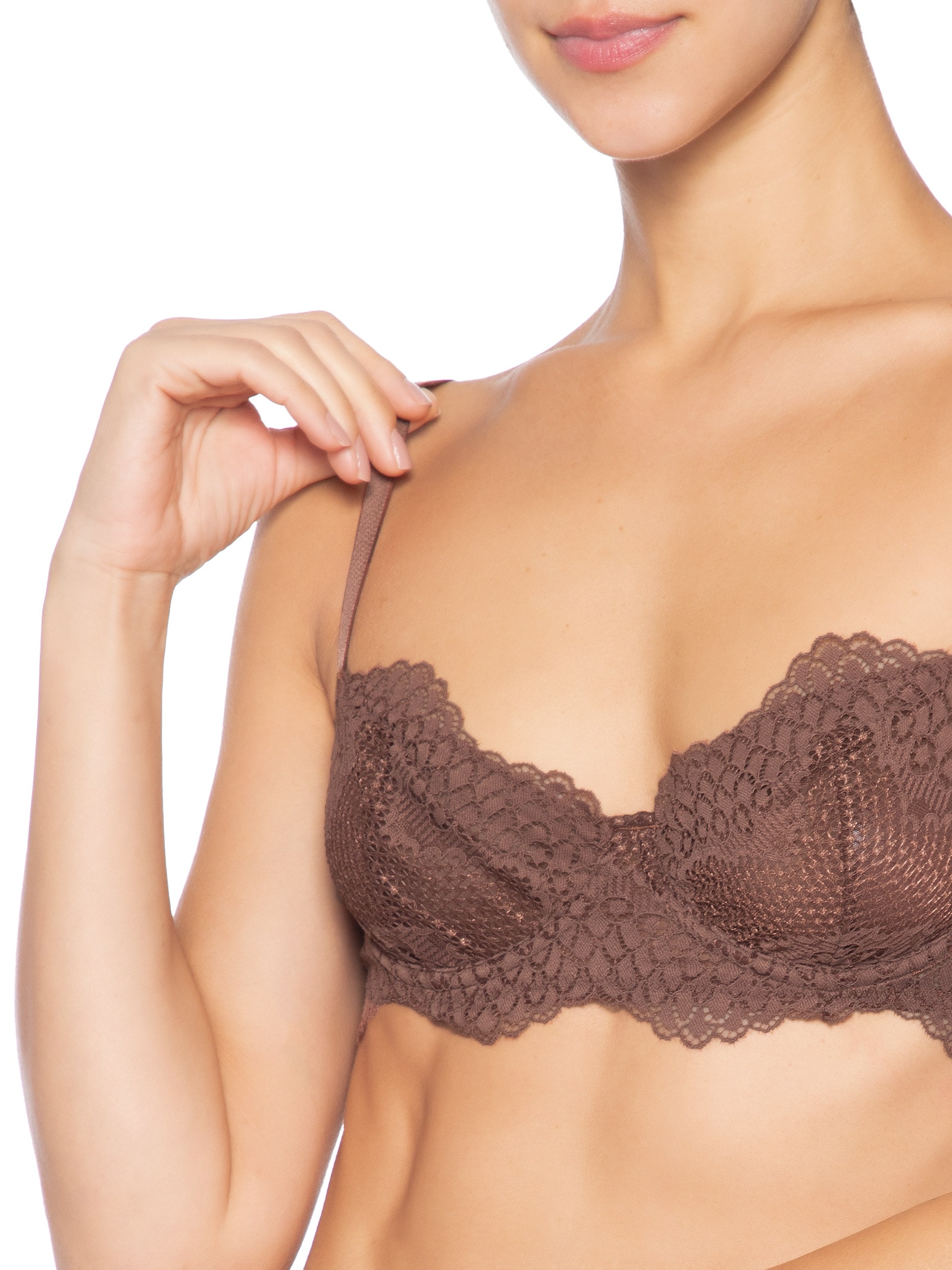 Sutiã Underwire Balconet Confort Lace Marrom Calvin Klein Underwear