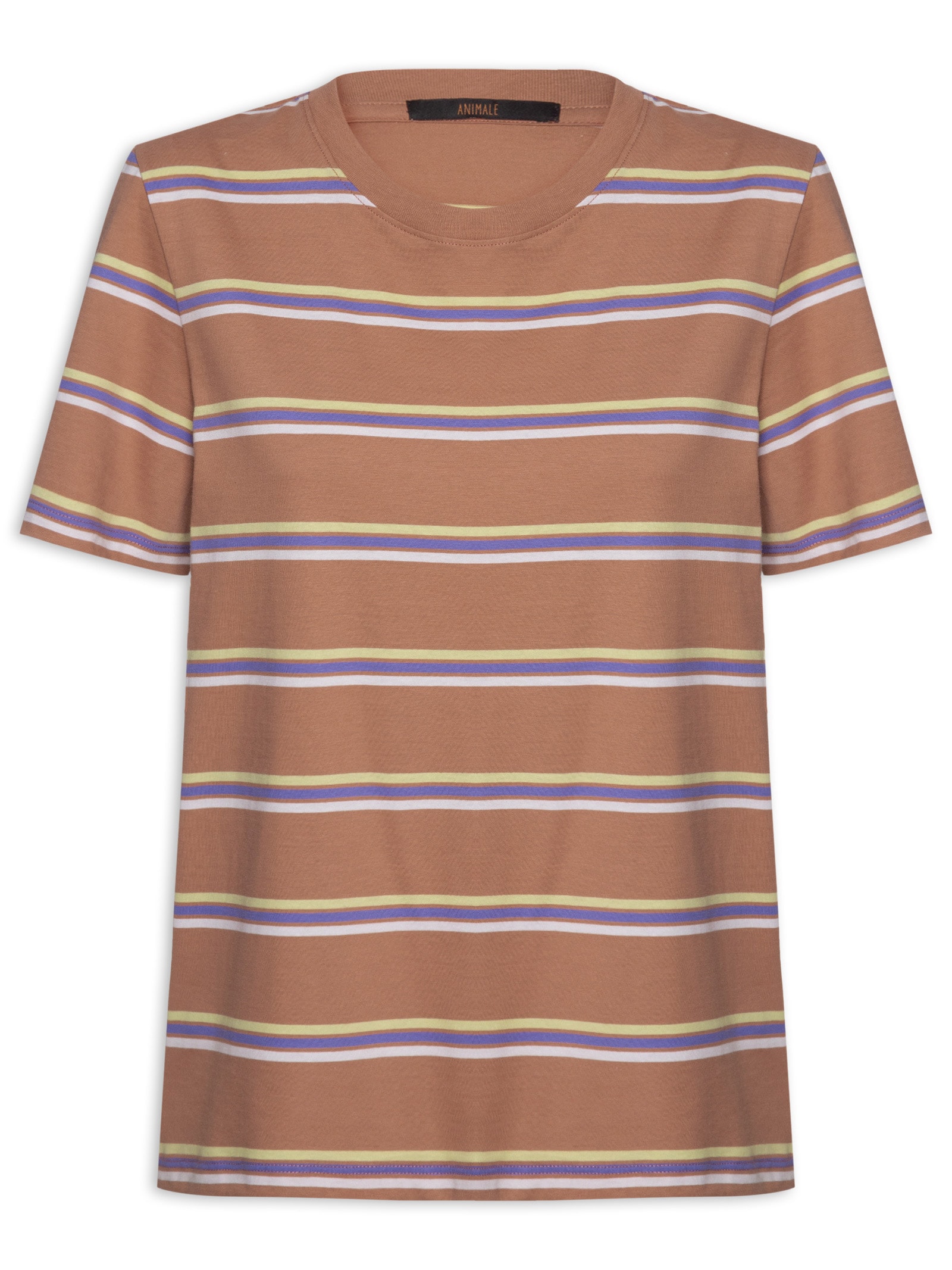 T-Shirt De Malha Fio Tinto Bronze Light Marrom Animale
