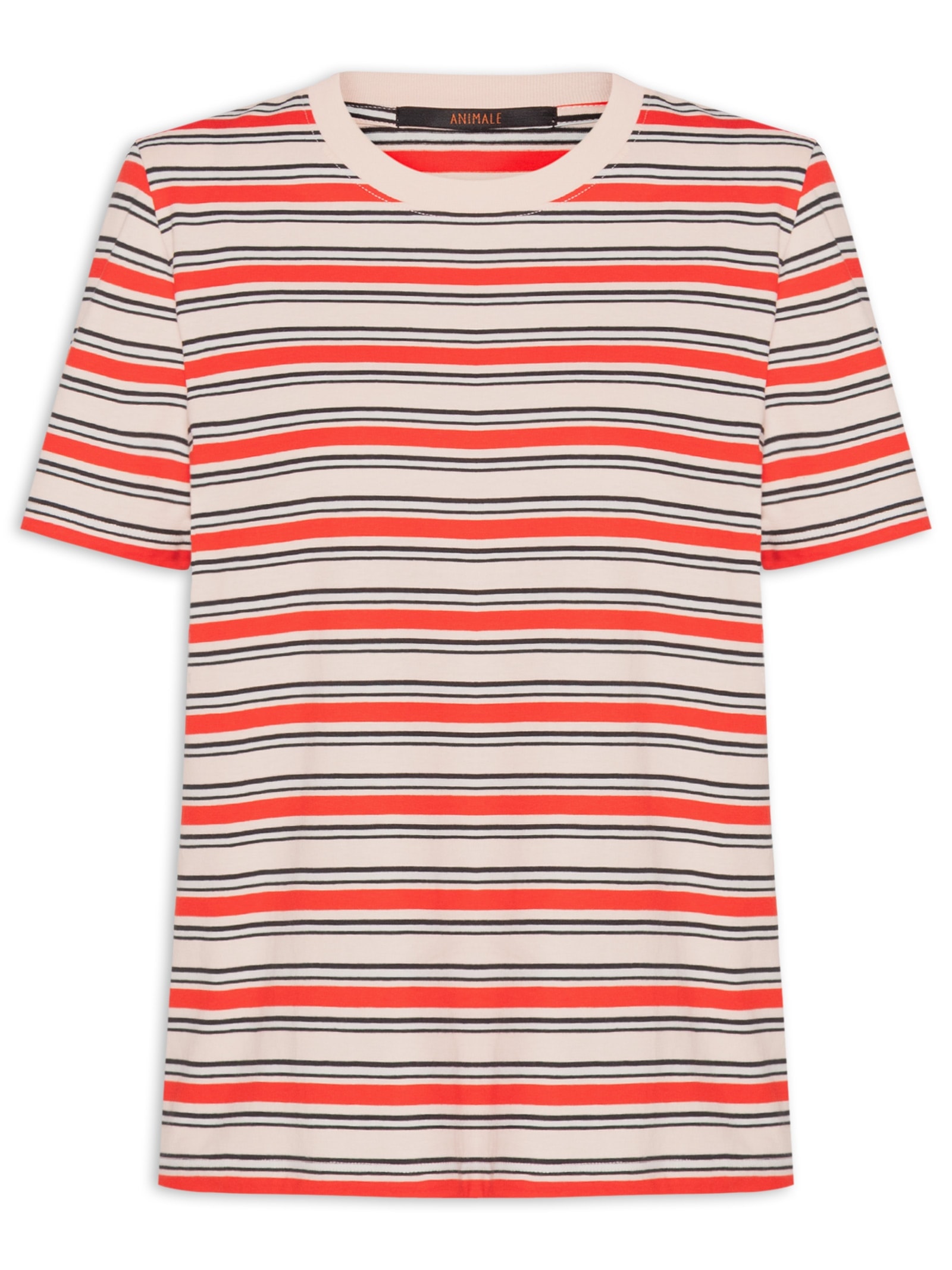 T-Shirt De Malha Rosa Fio Tinto Vermelho Animale