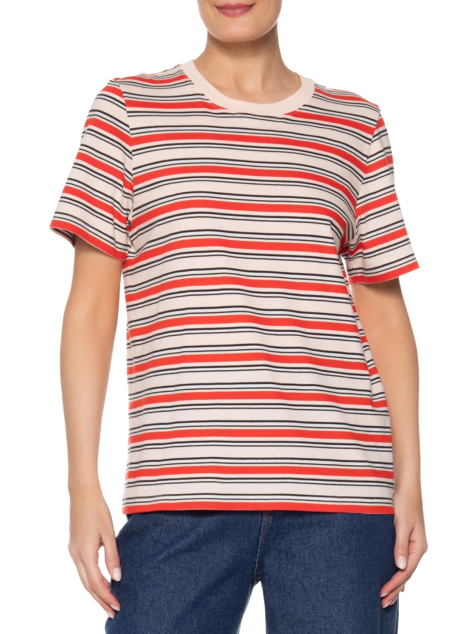 T-Shirt De Malha Rosa Fio Tinto Vermelho Animale
