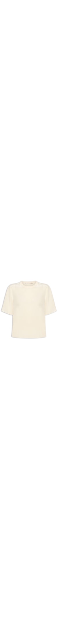 T-Shirt De Seda Bege Pret Gola Rib - Amarelo