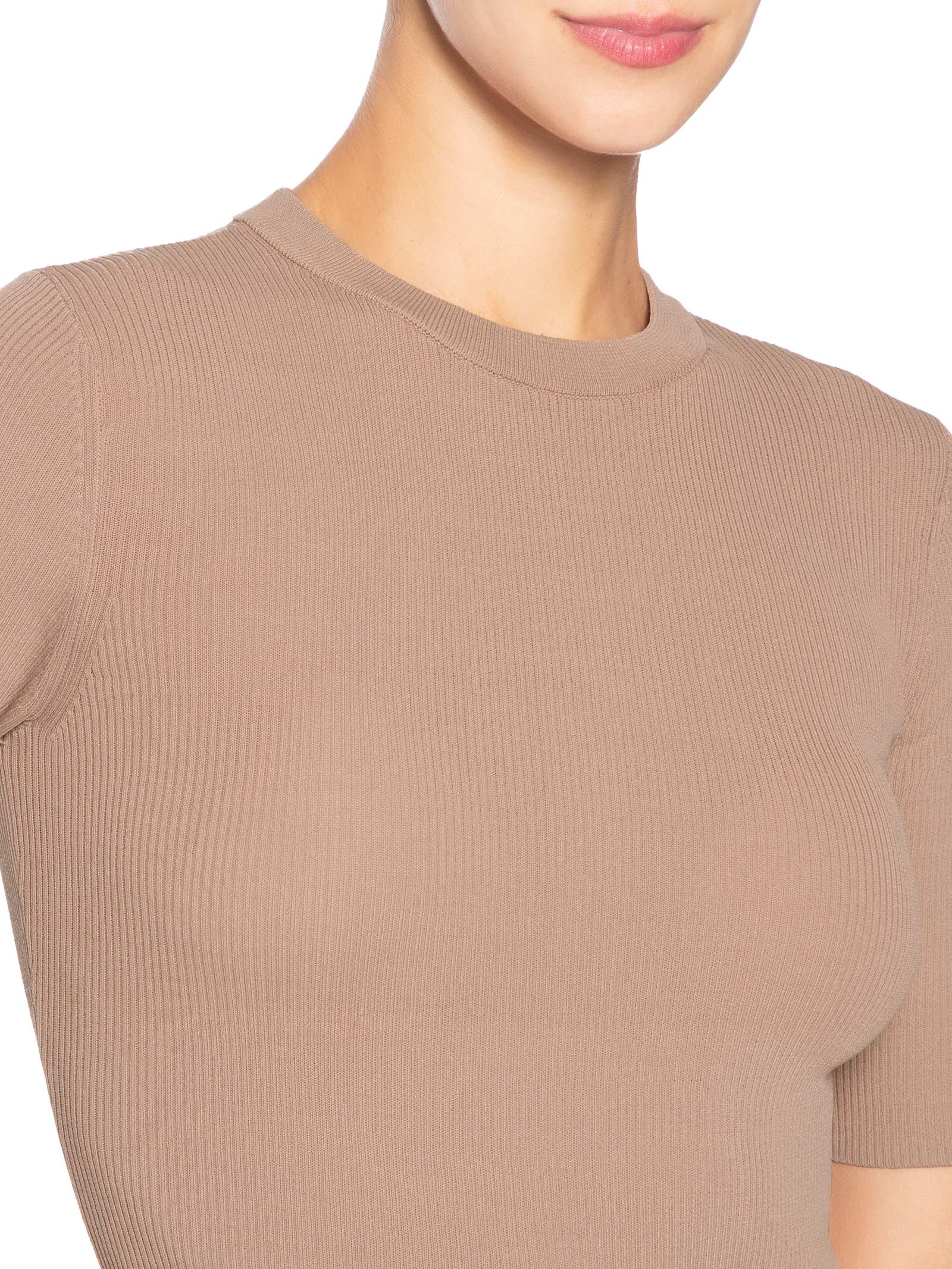 T-Shirt De Tricot Canelado Básica Marrom Animale