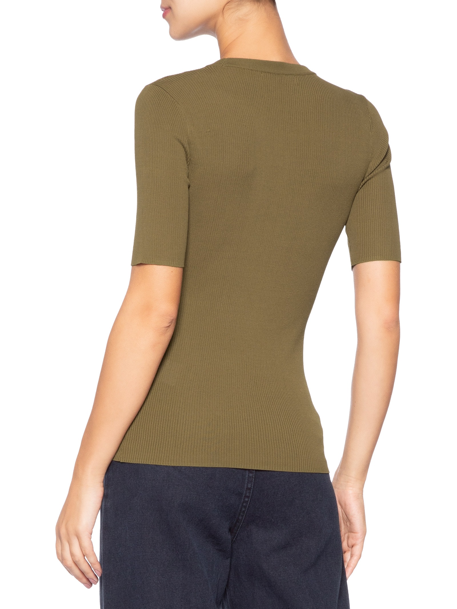 T-Shirt De Tricot Canelado Básica Verde Animale