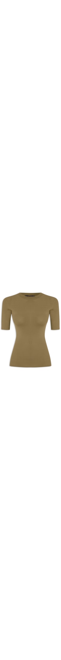 T-Shirt De Tricot Canelado Básica - Verde