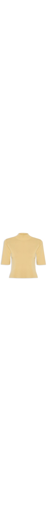 T-Shirt De Tricot Gola Alta Básica - Bege