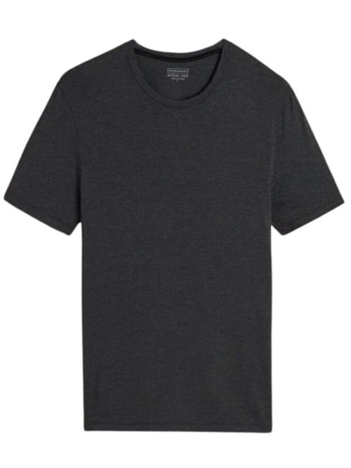 T-Shirt Em Modal e Seda Gola Redonda - Cinza
