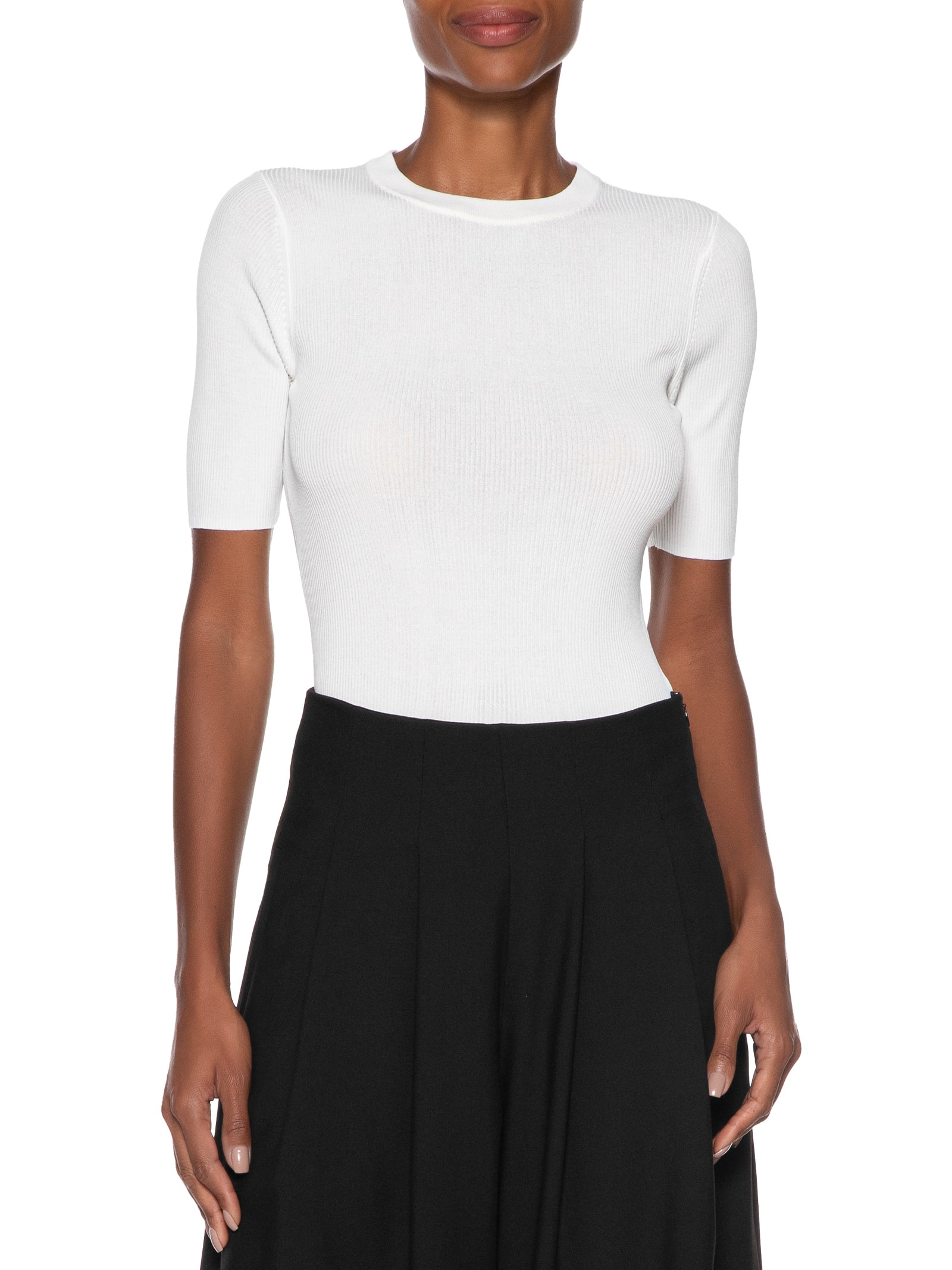 T- Shirt Feminina Basica Tricot Canelado Branco Animale