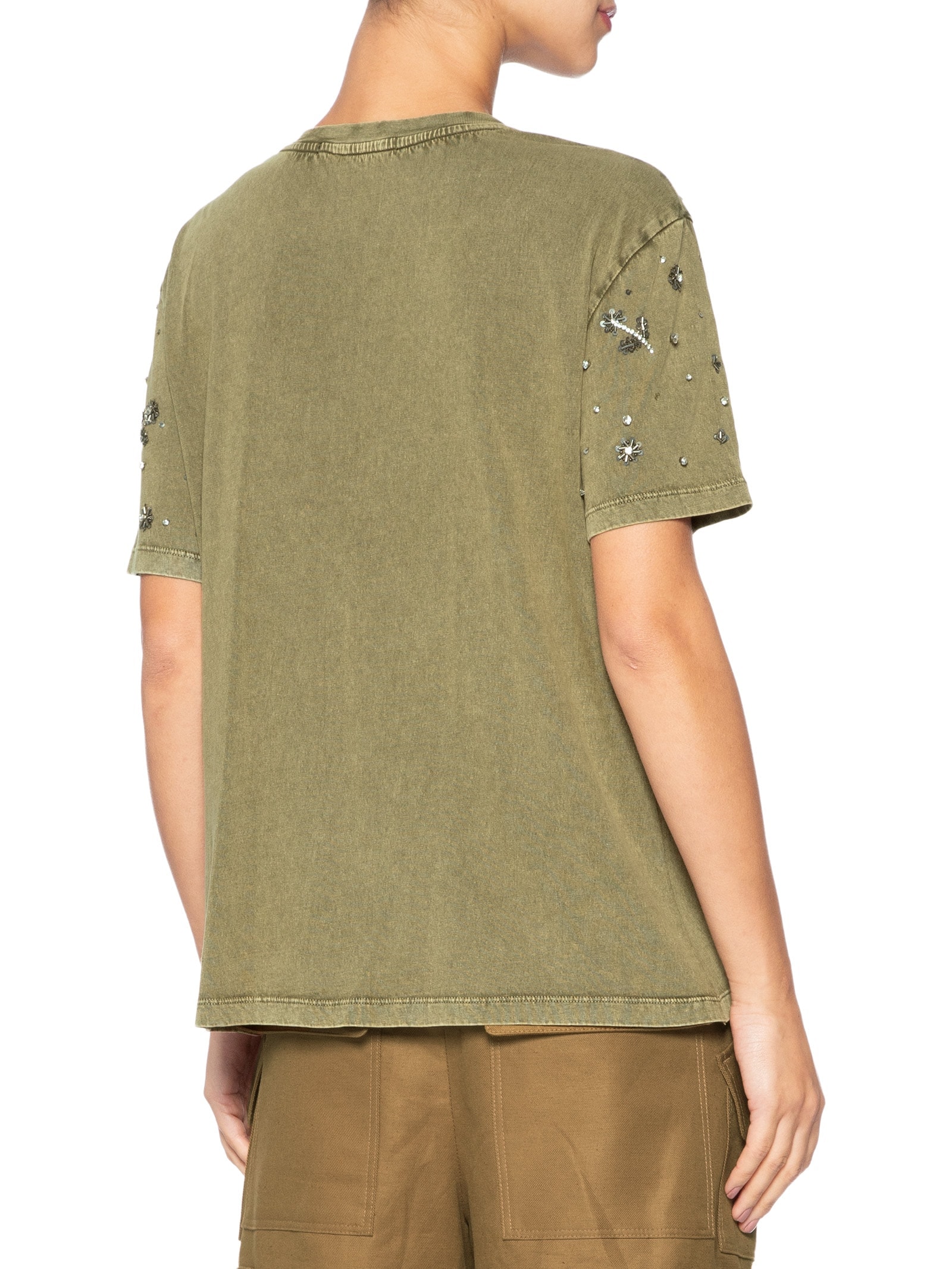 T-shirt Feminina  Bordada Flores Verde Animale