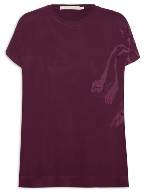 T-shirt Feminina Bordado Abstract Tulipa – Roxo