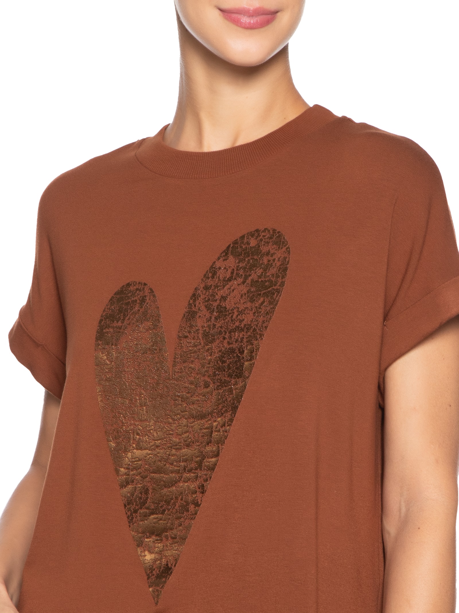 T-shirt Feminina Love More - Twenty Four Seven - Marrom