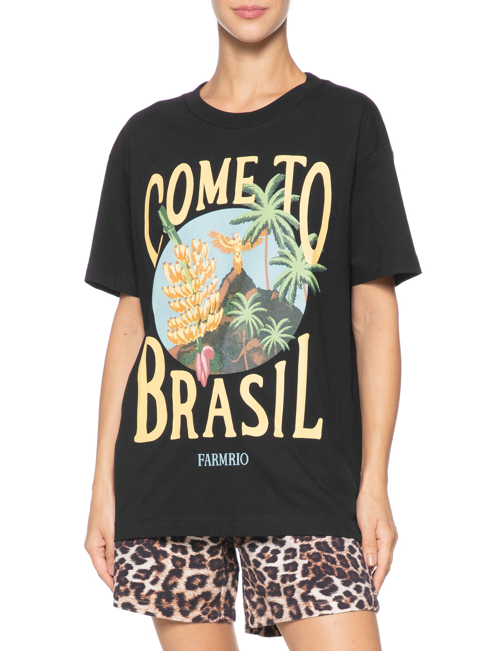 Farm - T-Shirt Feminina Média Bananara - Preto
