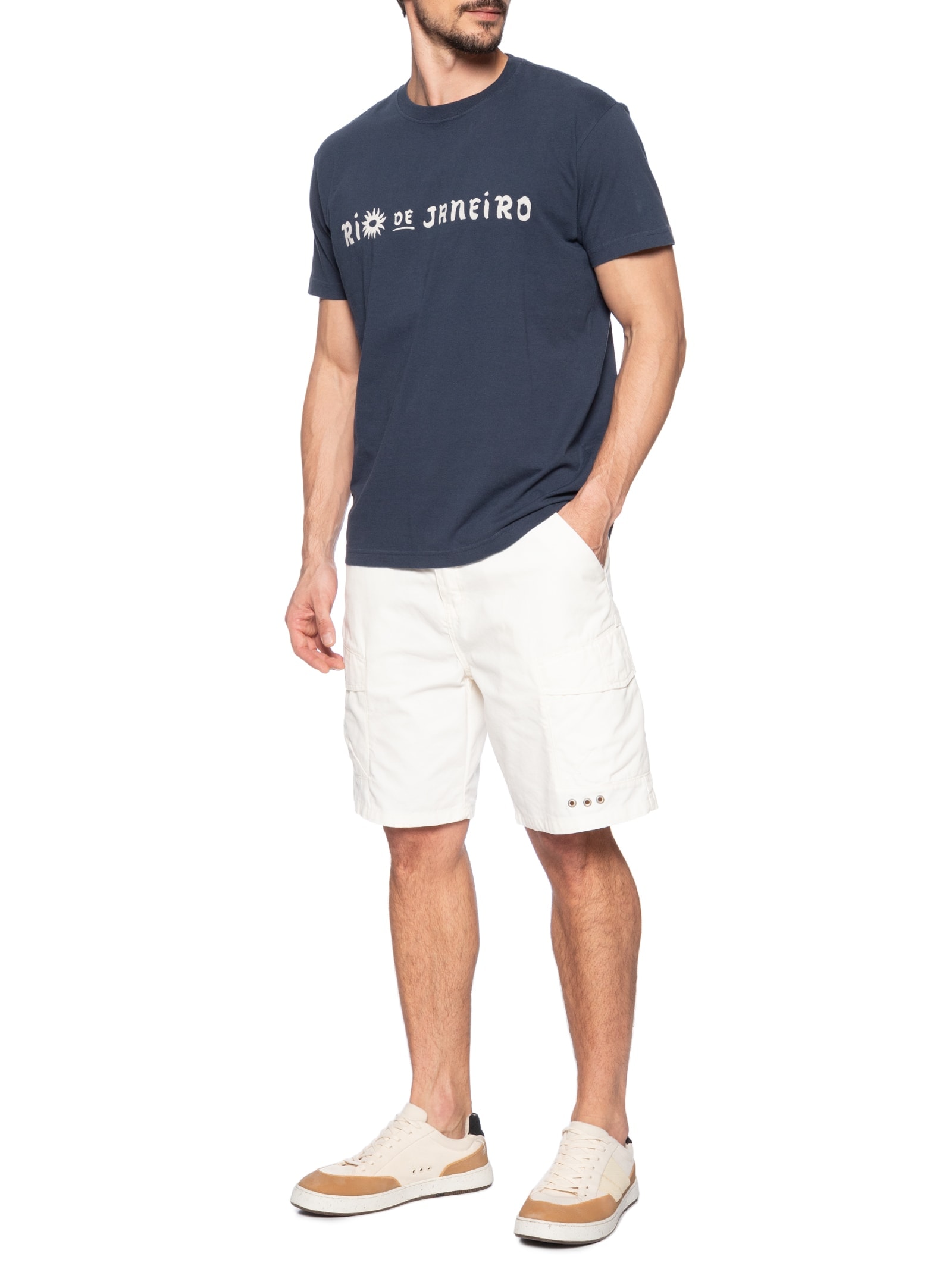 T-Shirt Masculina Vintage Caiçara Rio MC Azul Osklen