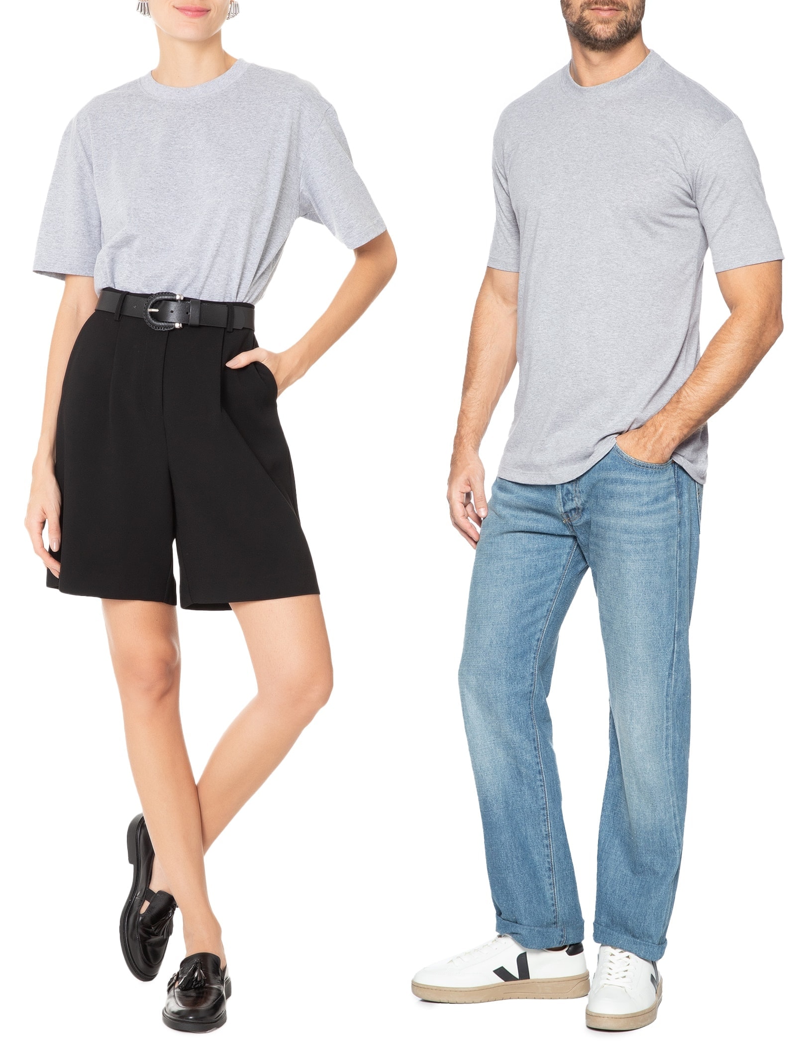 T-shirt Unissex Básica Oversized Cinza  Basiq