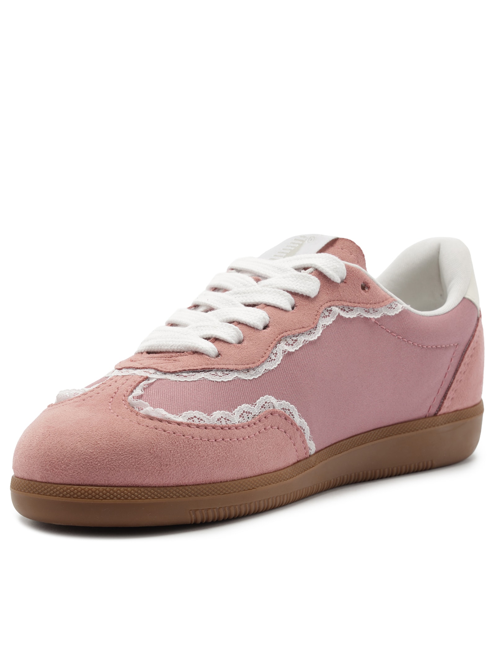 Tênis Feminino A'25 com Detalhes de Renda Rosa Anacapri