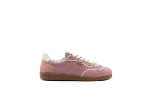 Tênis Feminino A'25 com Detalhes de Renda - Rosa