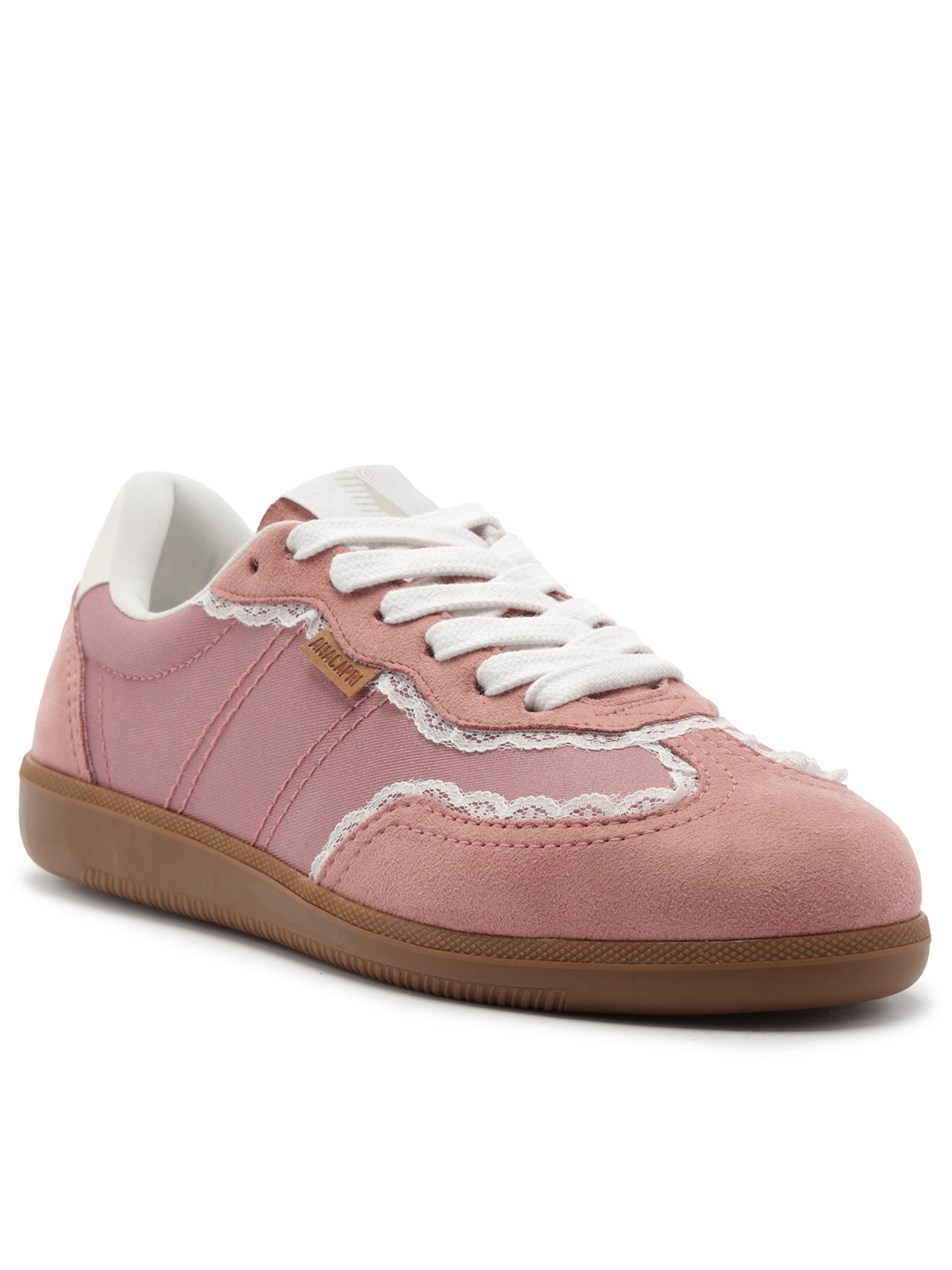 Tênis Feminino A'25 com Detalhes de Renda Rosa Anacapri