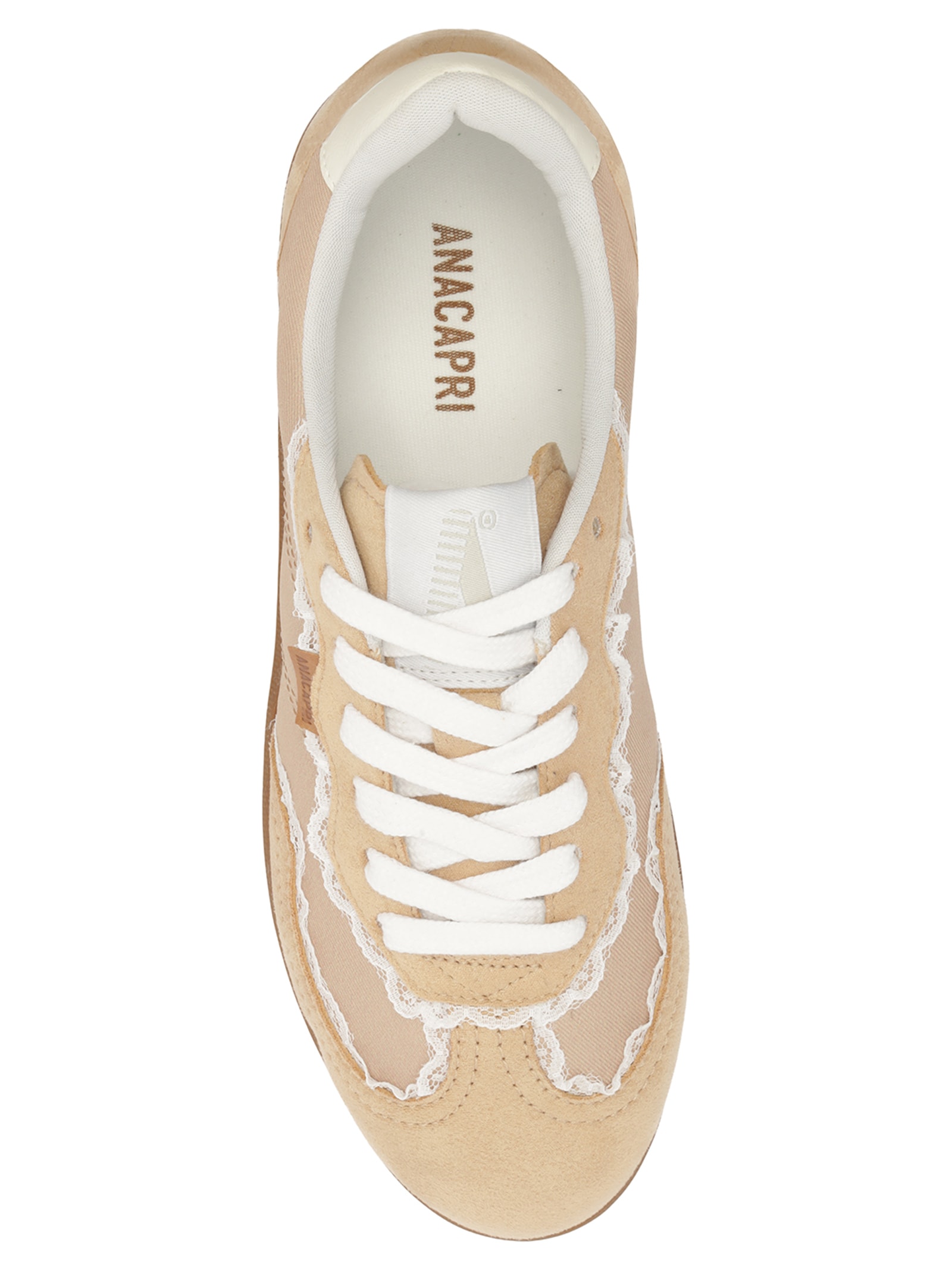 Tênis Feminino A'25 com Detalhes de Renda – Bege Anacapri