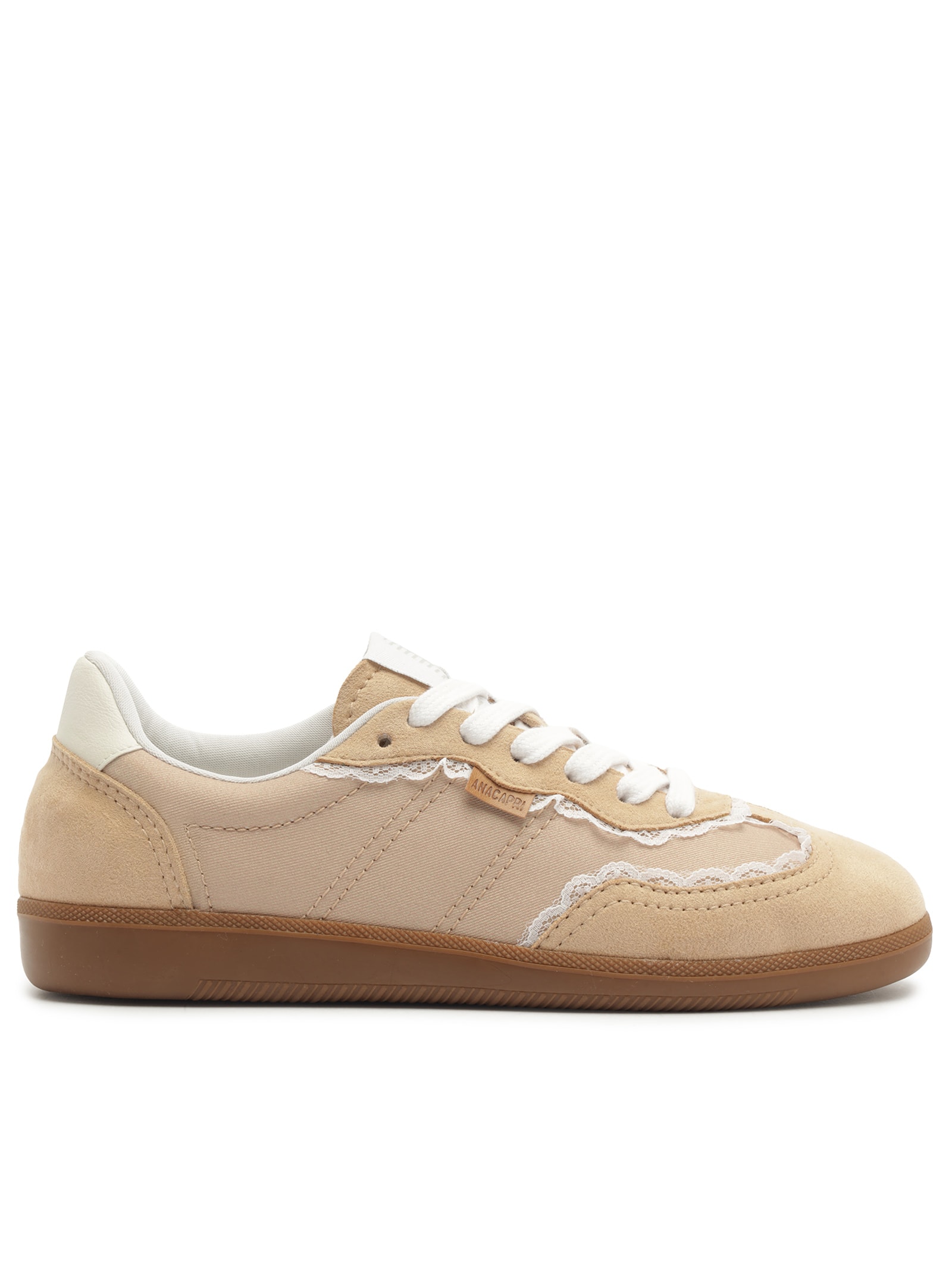 Tênis Feminino A'25 com Detalhes de Renda – Bege Anacapri