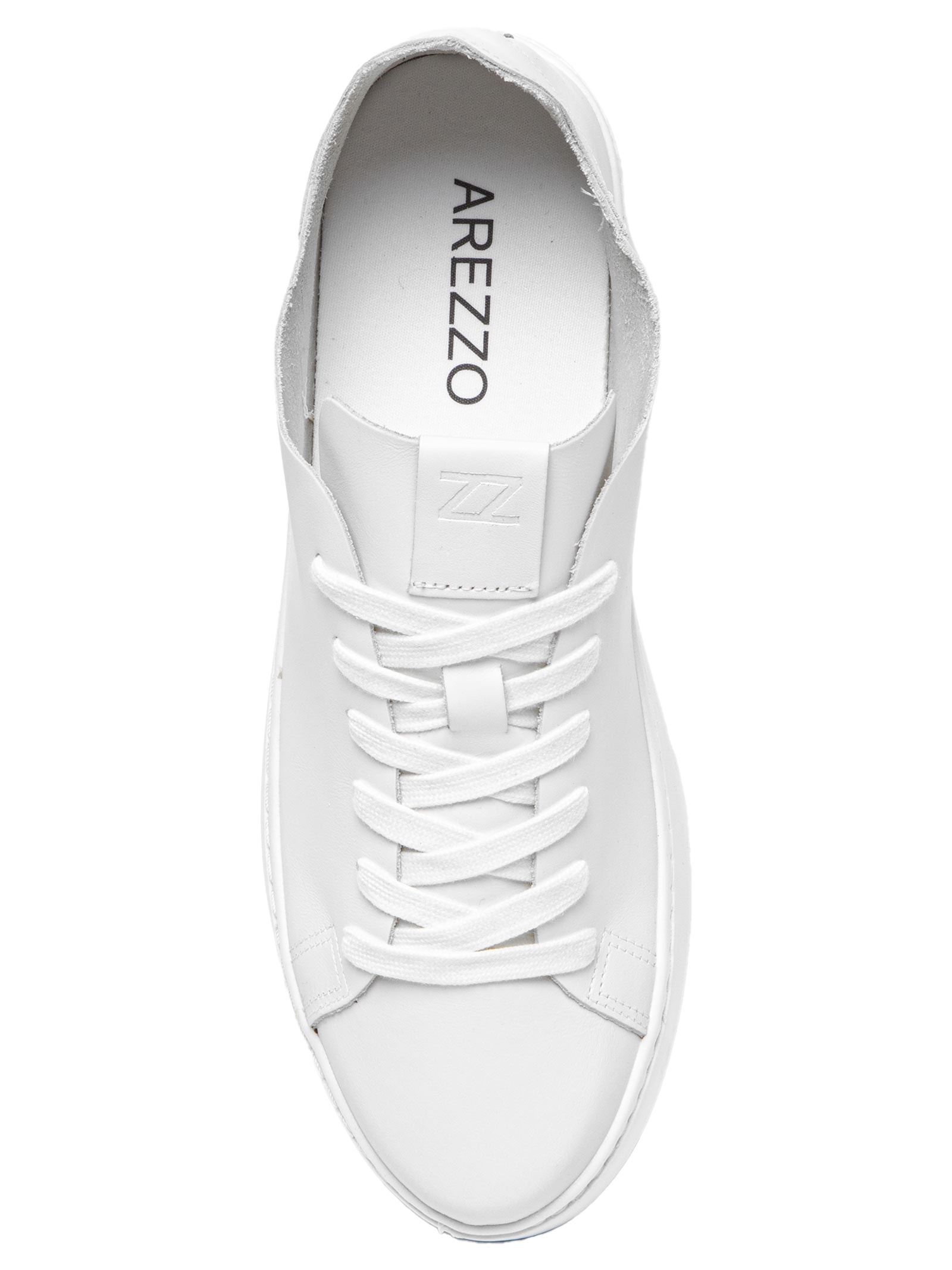 Arezzo - Tênis Feminino Branco Couro Cadarço Básico - Branco