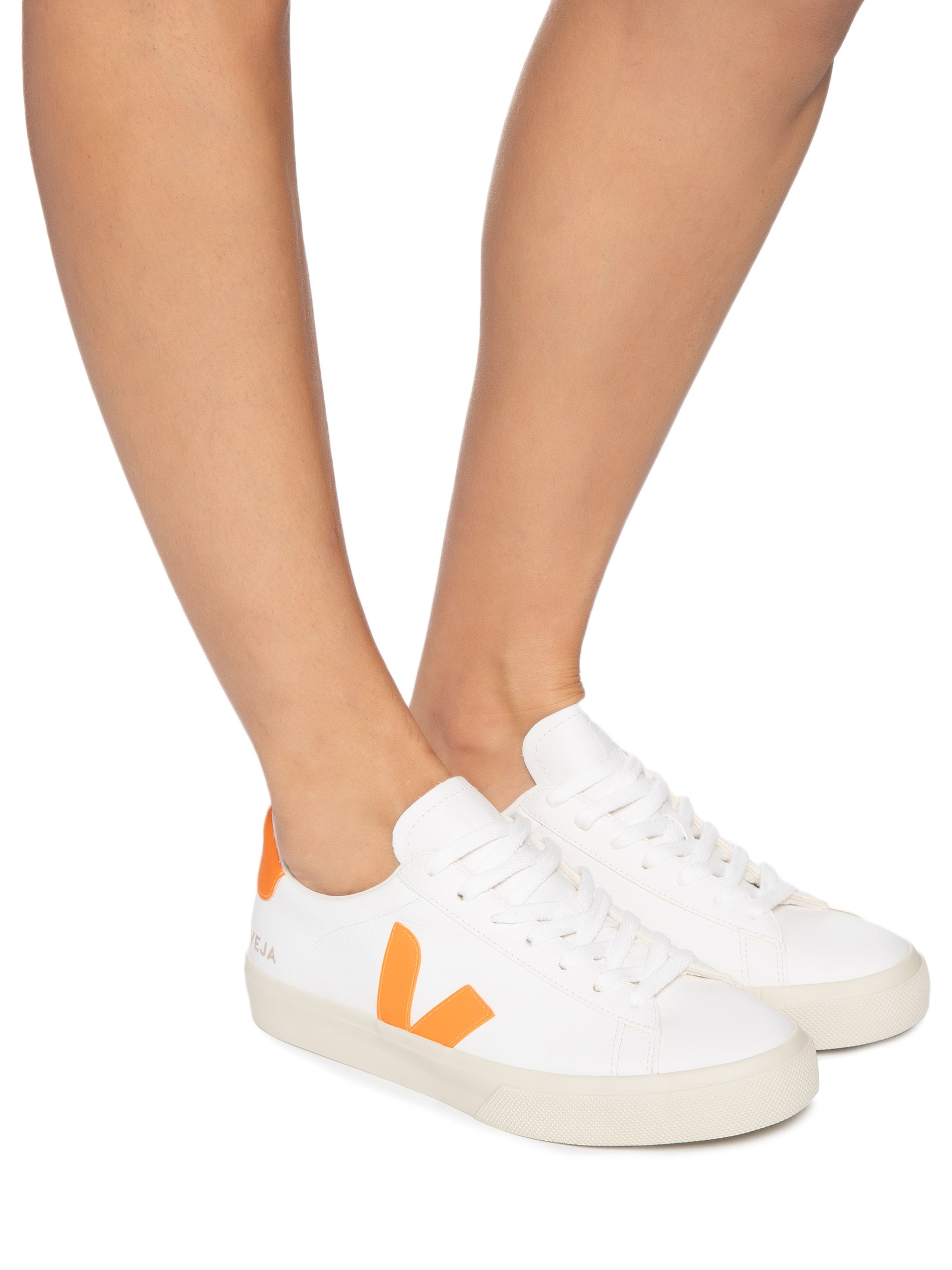 Veja - Tênis Feminino Campo Leath Extra White Fury - Laranja