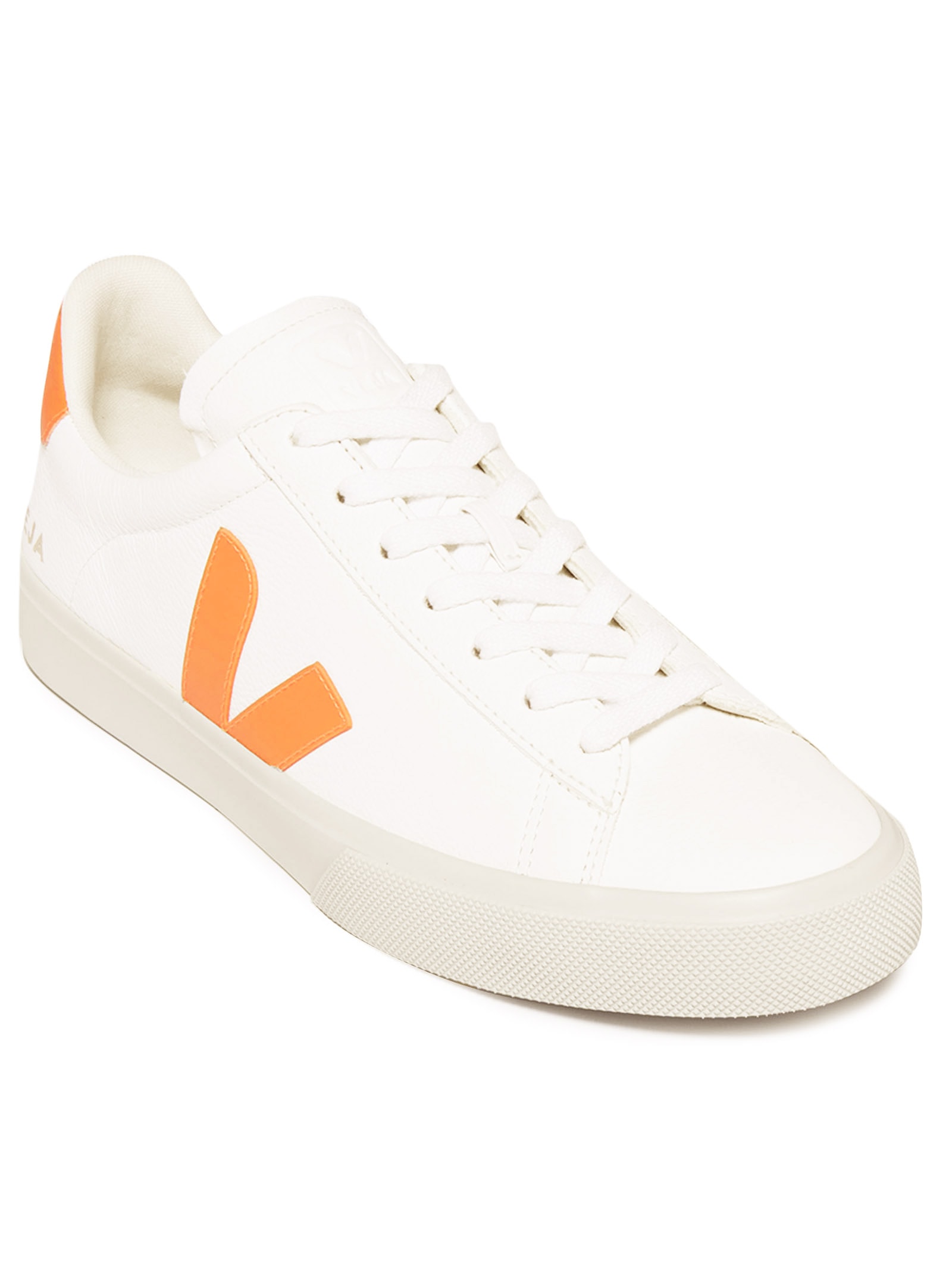 Veja - Tênis Feminino Campo Leath Extra White Fury - Laranja