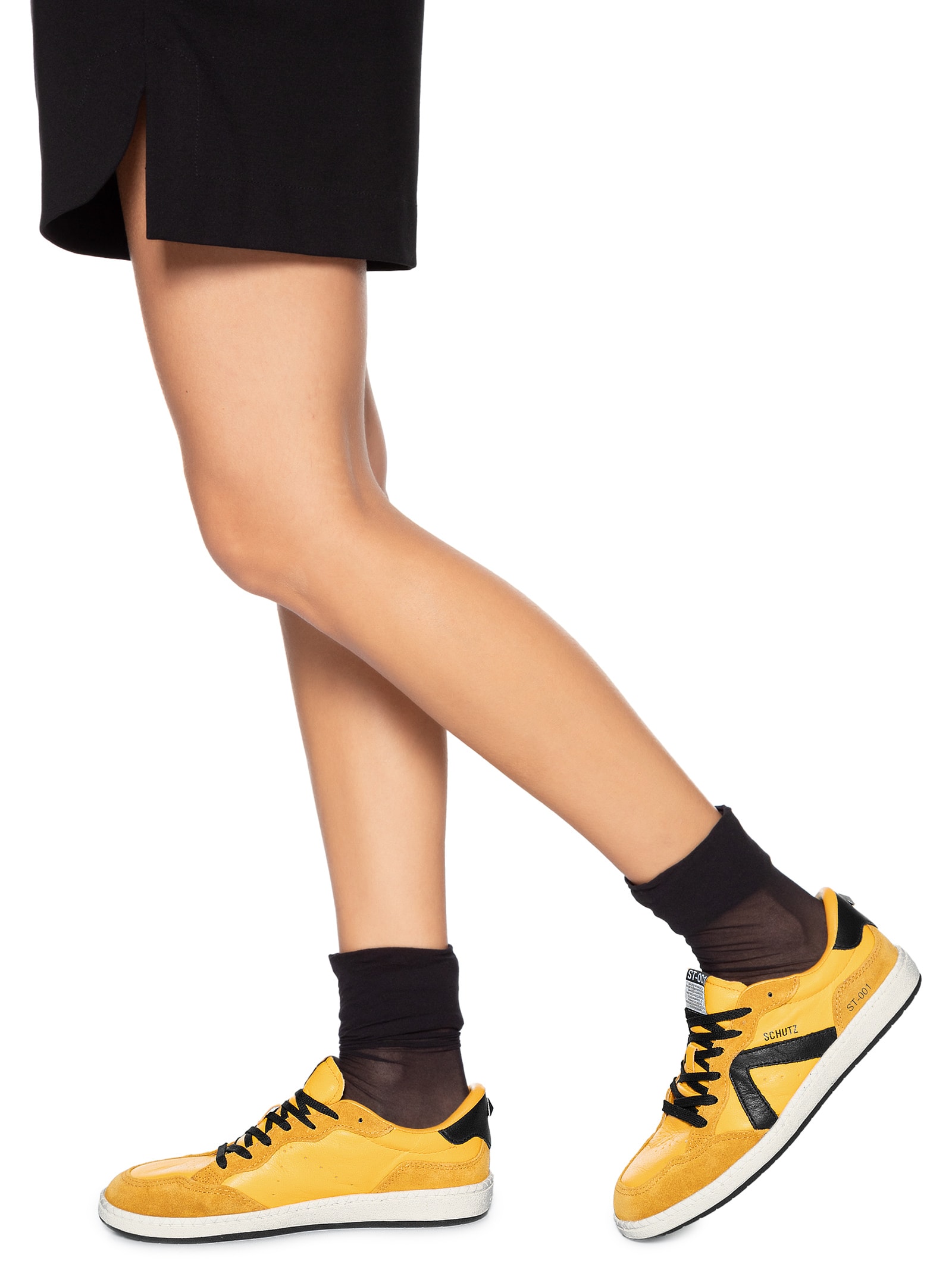 Tênis Feminino Casual Soft Calf Lisboa/ Heavy Suede Amarelo Schutz