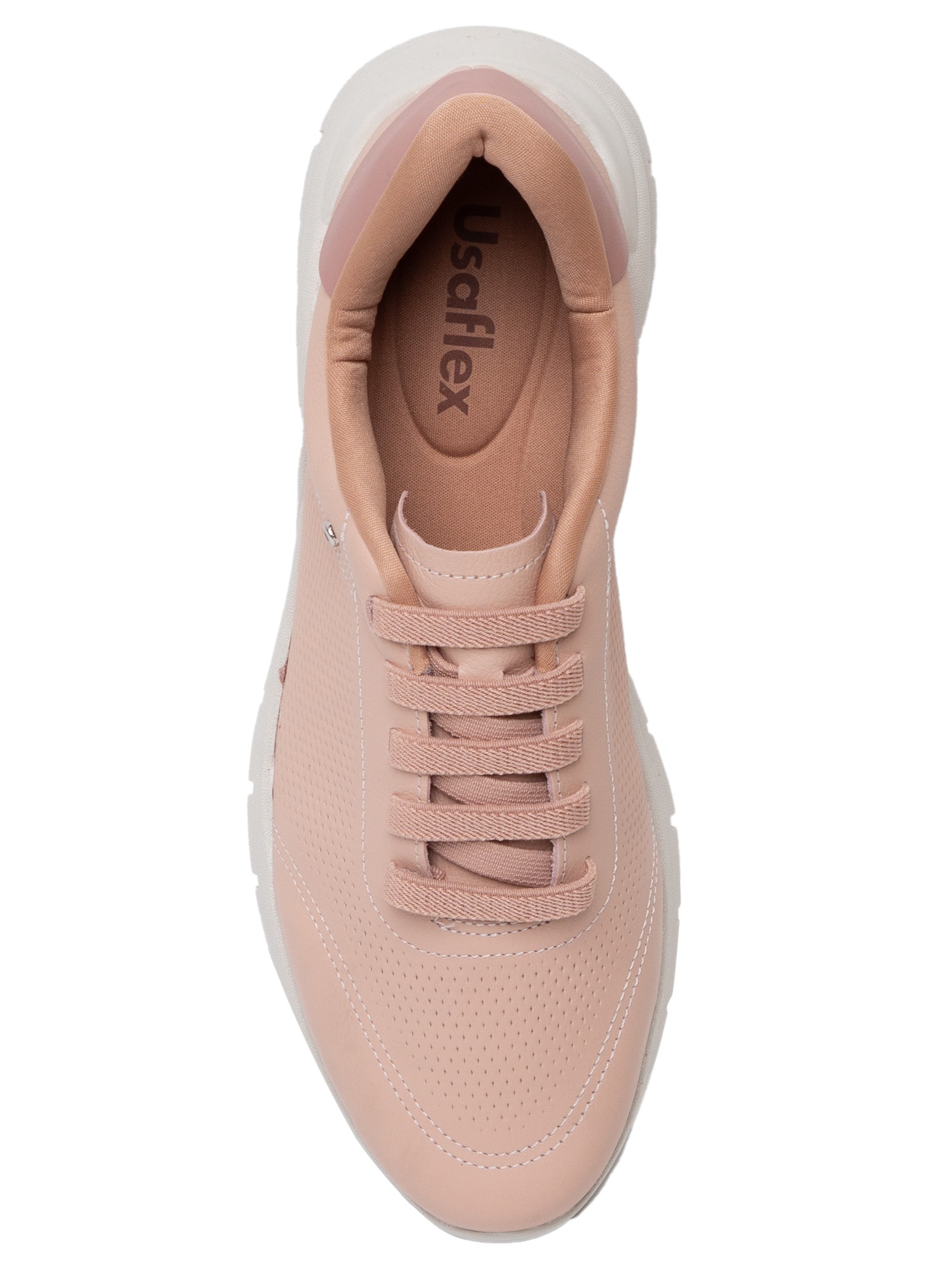 Tênis Feminino Couro Detalhe Laser Rosa Usaflex