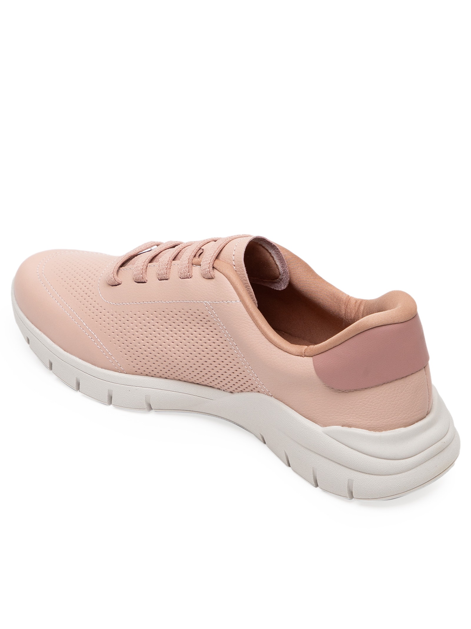 Tênis Feminino Couro Detalhe Laser Rosa Usaflex