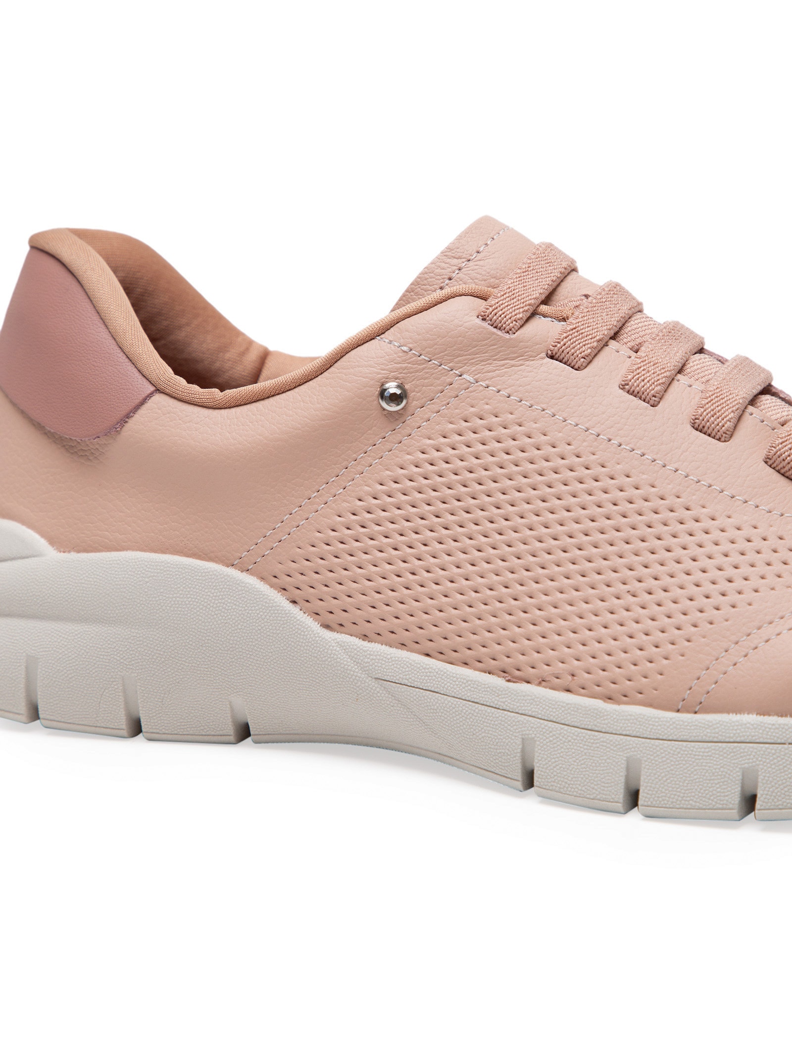 Tênis Feminino Couro Detalhe Laser Rosa Usaflex